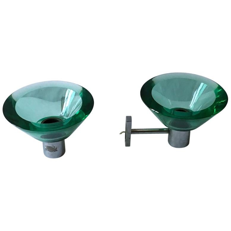 Flavio Poli Pair of Applique Murano Glass Seguso, Italy