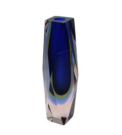 Flavio Poli für Mandruzzato Untergetauchte Vase aus facettiertem Muranoglas, 1960