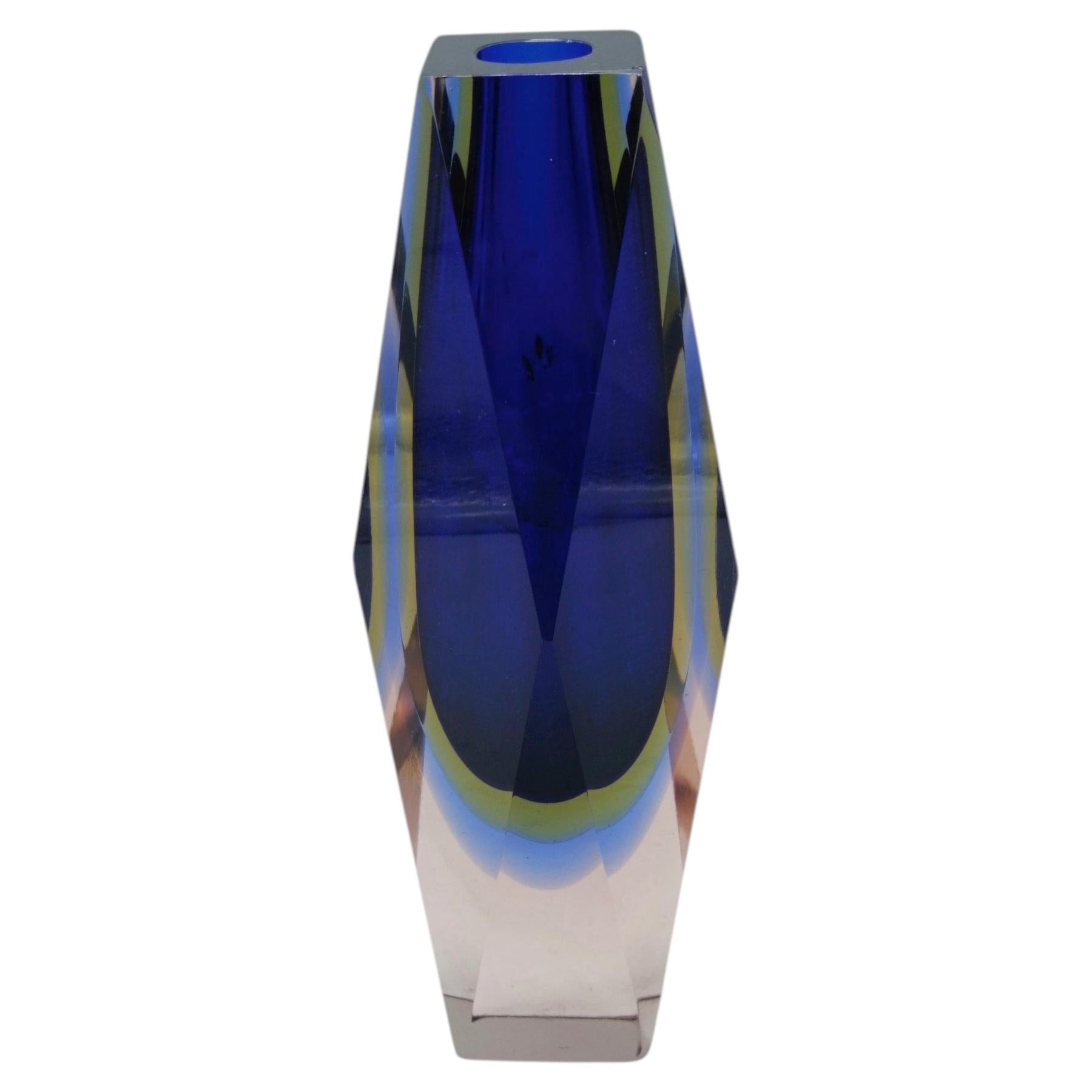 Flavio Poli for Mandruzzato Submerged Faceted Murano Glass Vase, 1960 For Sale