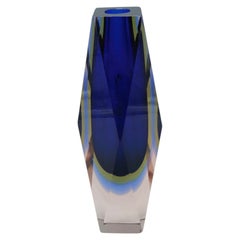 Flavio Poli für Mandruzzato Untergetauchte Vase aus facettiertem Muranoglas, 1960