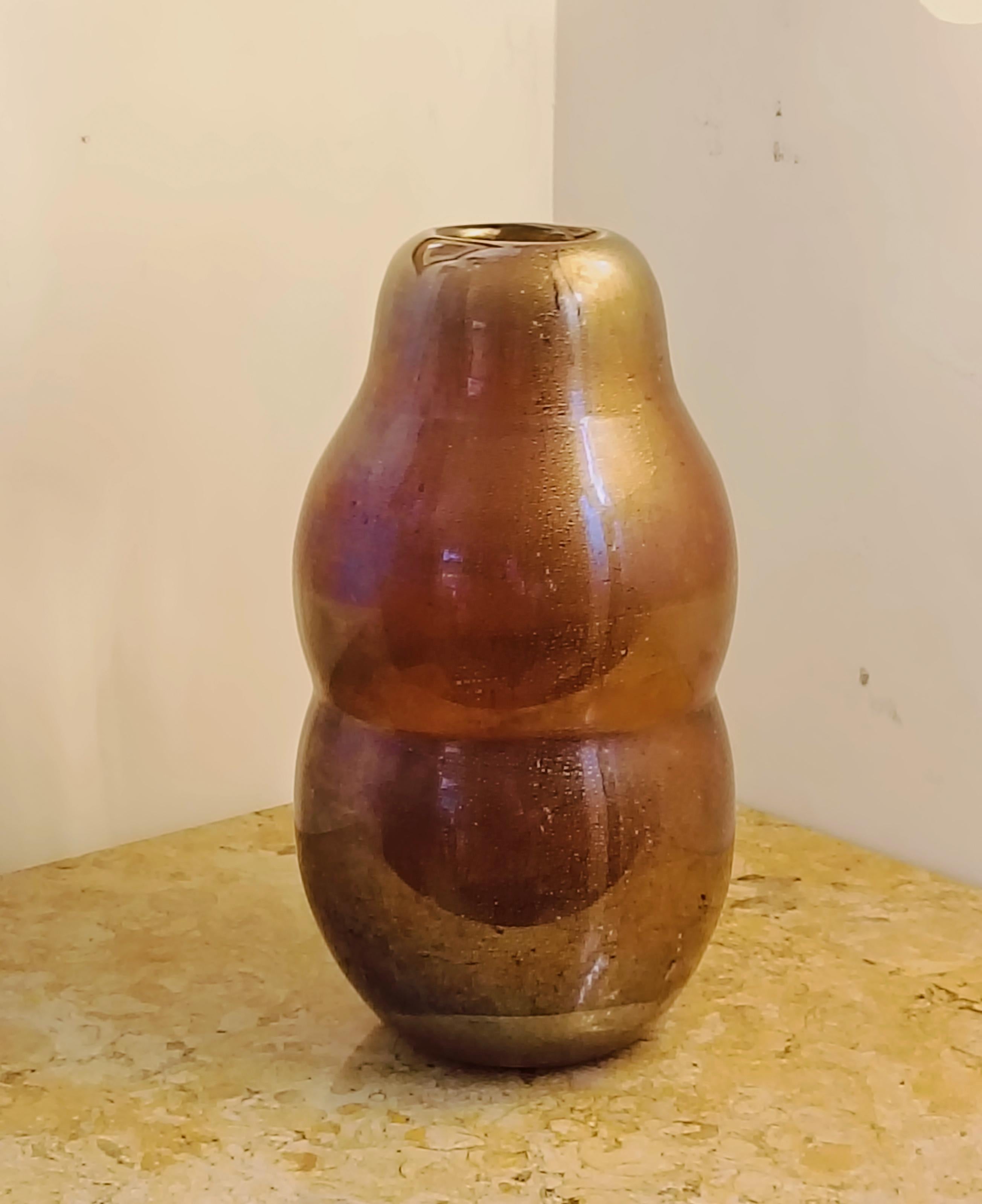 Flavio Poli para Seguso Jarrón de cristal de Murano con pan de oro, Italia Años 30 Italian en venta