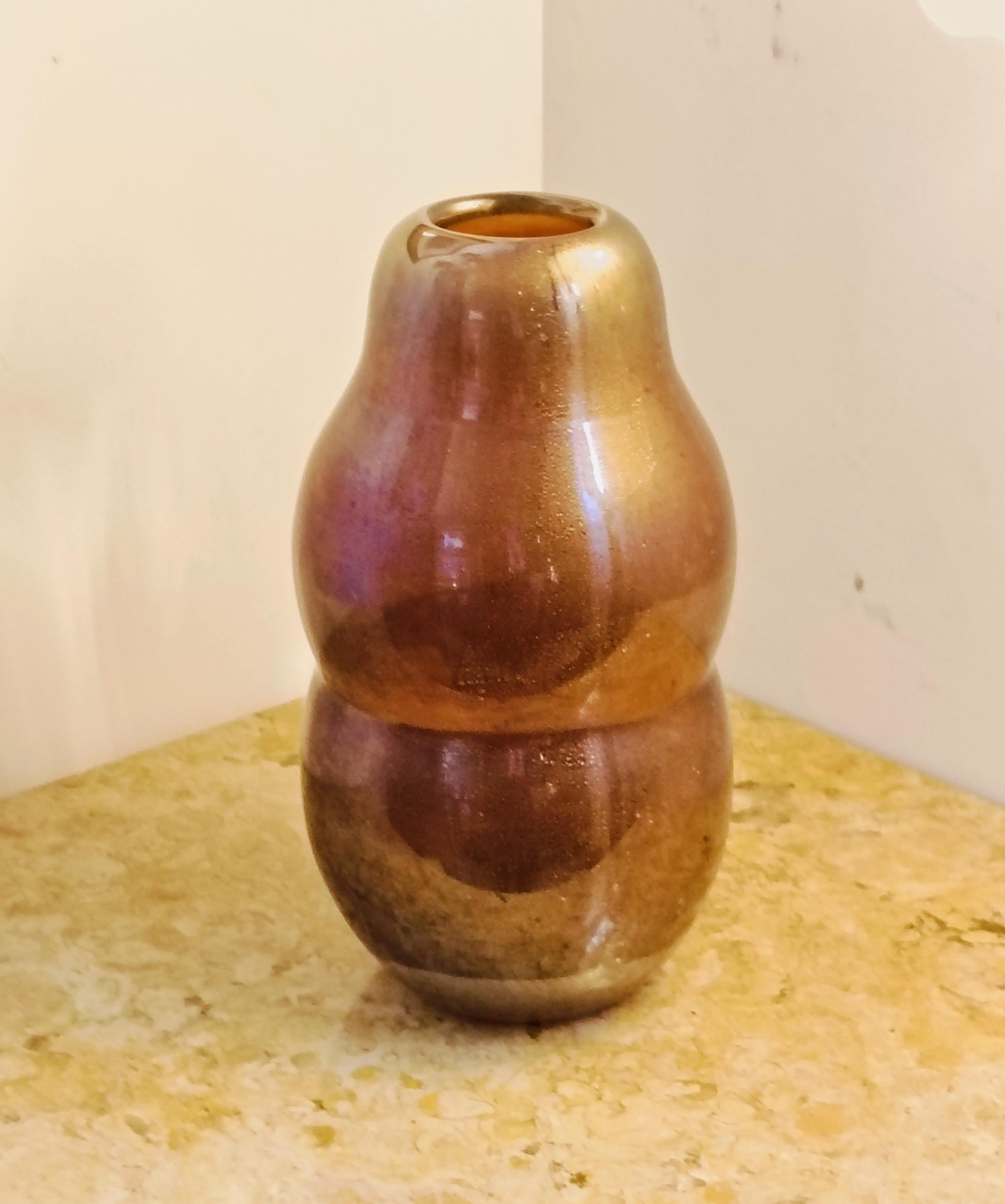 Flavio Poli para Seguso Jarrón de cristal de Murano con pan de oro, Italia Años 30 en Bueno estado para la venta en Naples, IT