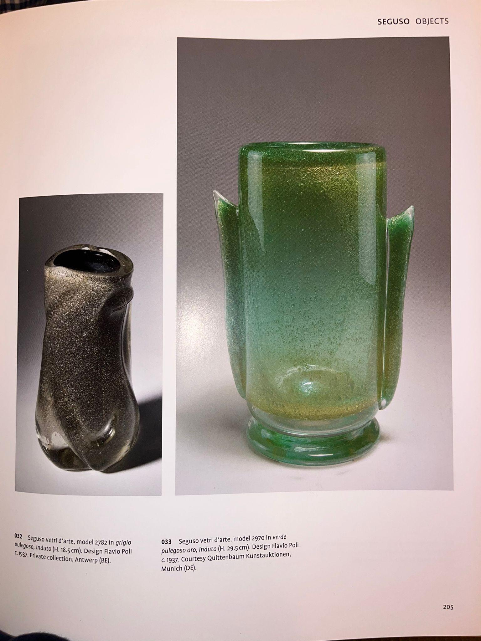 Flavio Poli para Seguso Jarrón de cristal de Murano con pan de oro, Italia Años 30 en venta 2