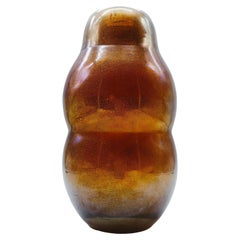 Flavio Poli for Seguso Murano Glass Vase With Gold Leaf, Italy 1930s