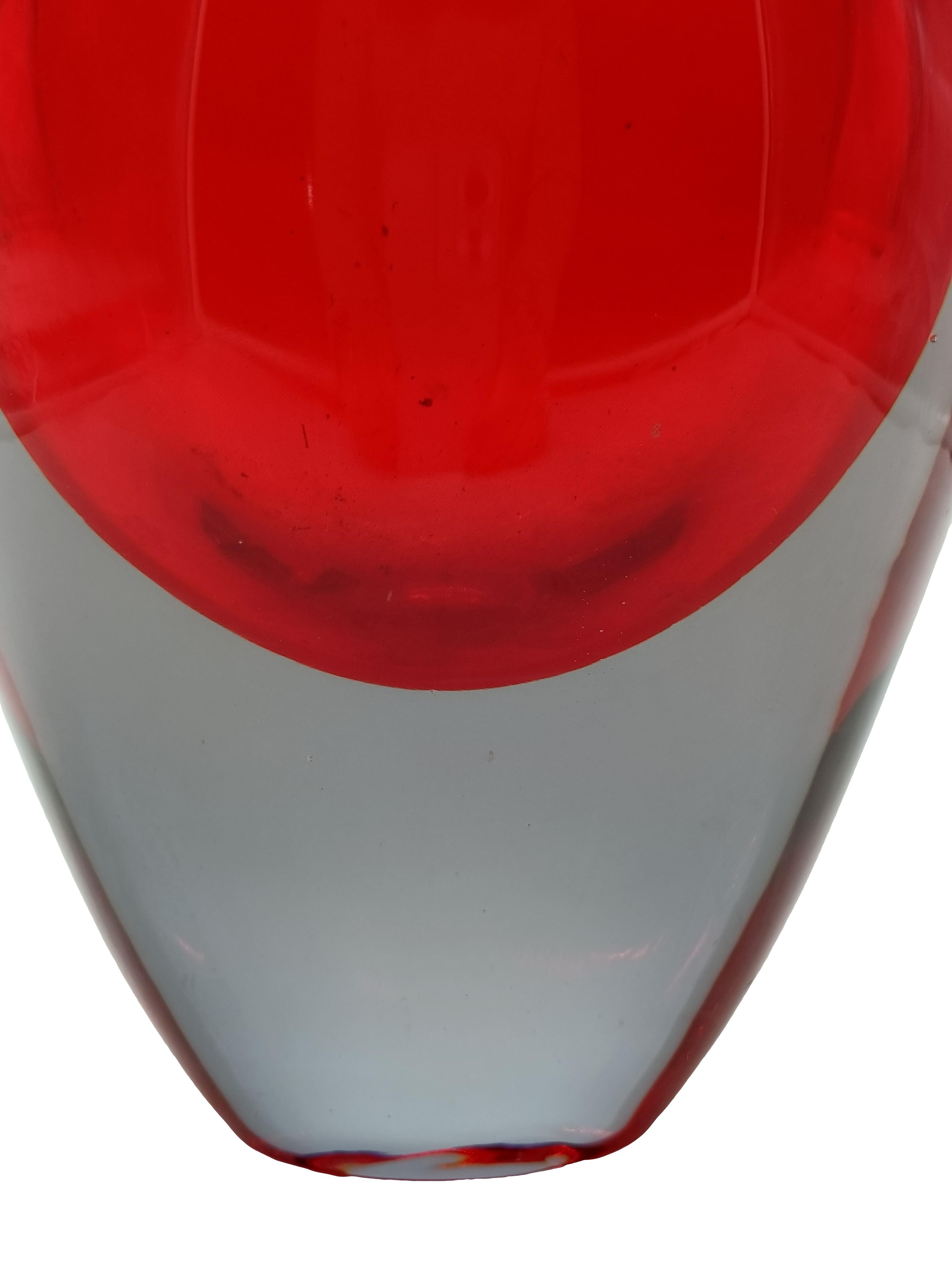 Italian Flavio Poli per Seguso Vaso in Vetro di Murano Rosso e Grigio, Italia 1960s For Sale