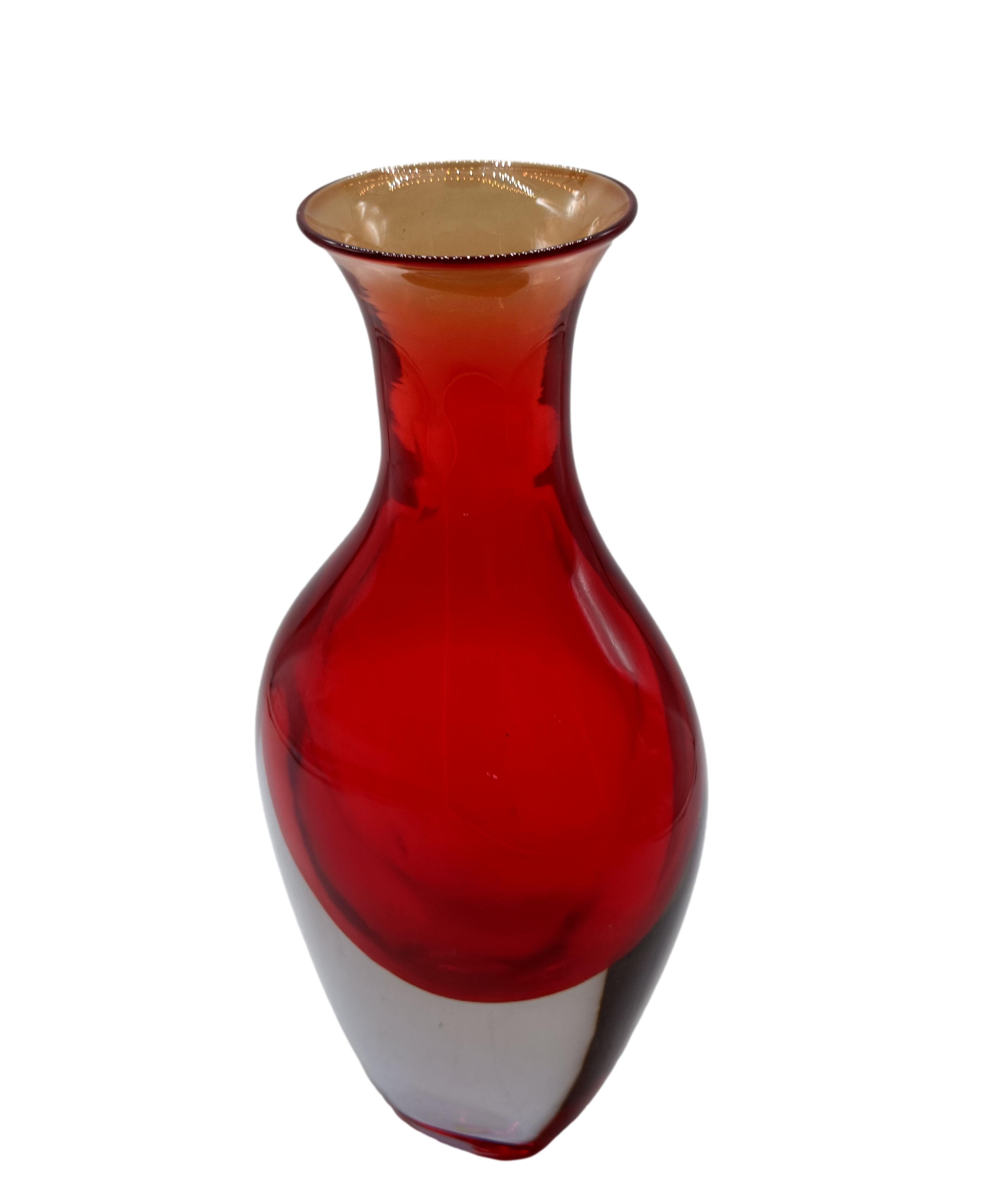 Mid-20th Century Flavio Poli per Seguso Vaso in Vetro di Murano Rosso e Grigio, Italia 1960s For Sale