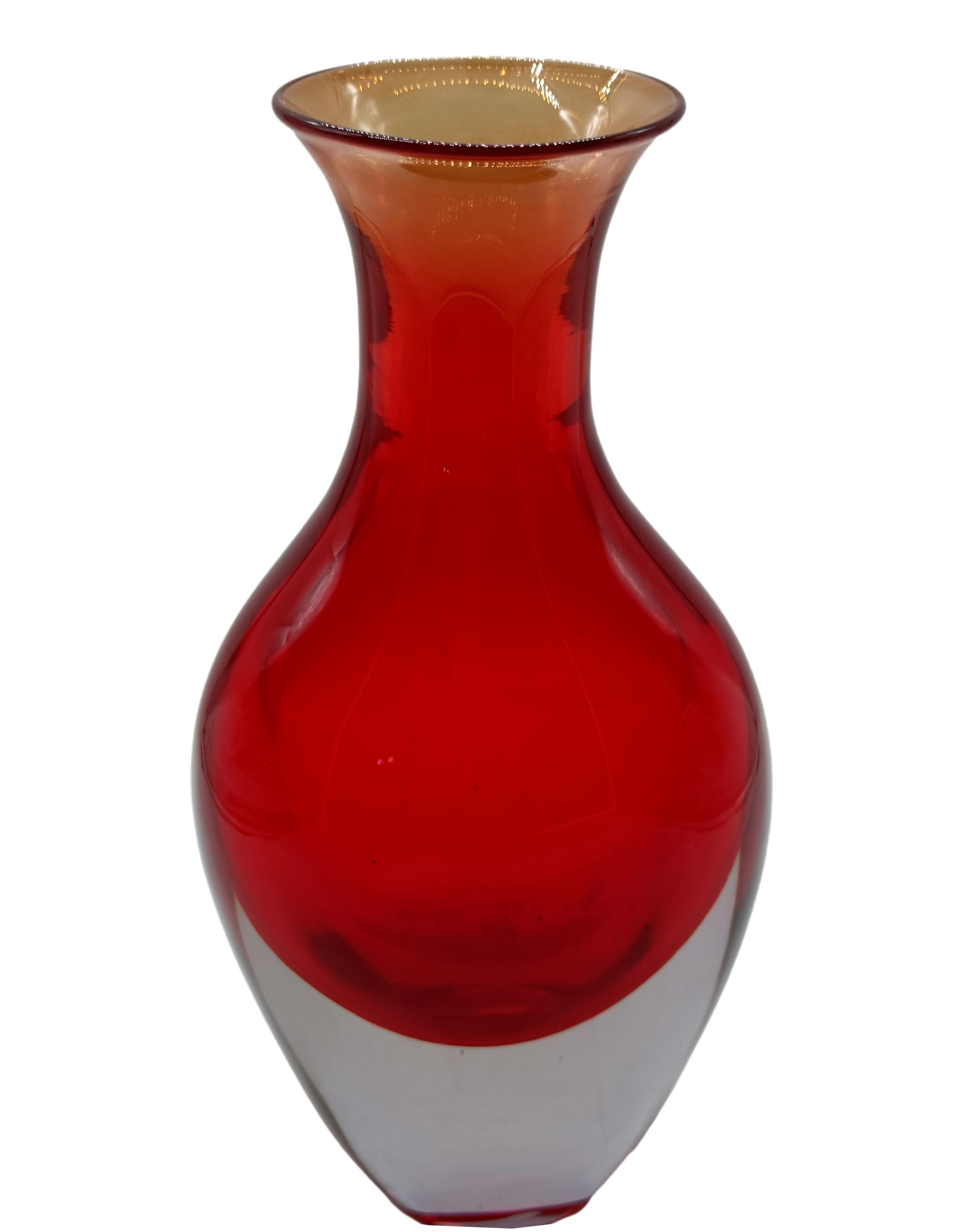 Flavio Poli per Seguso Vaso in Vetro di Murano Rosso e Grigio, Italia 1960s For Sale 2