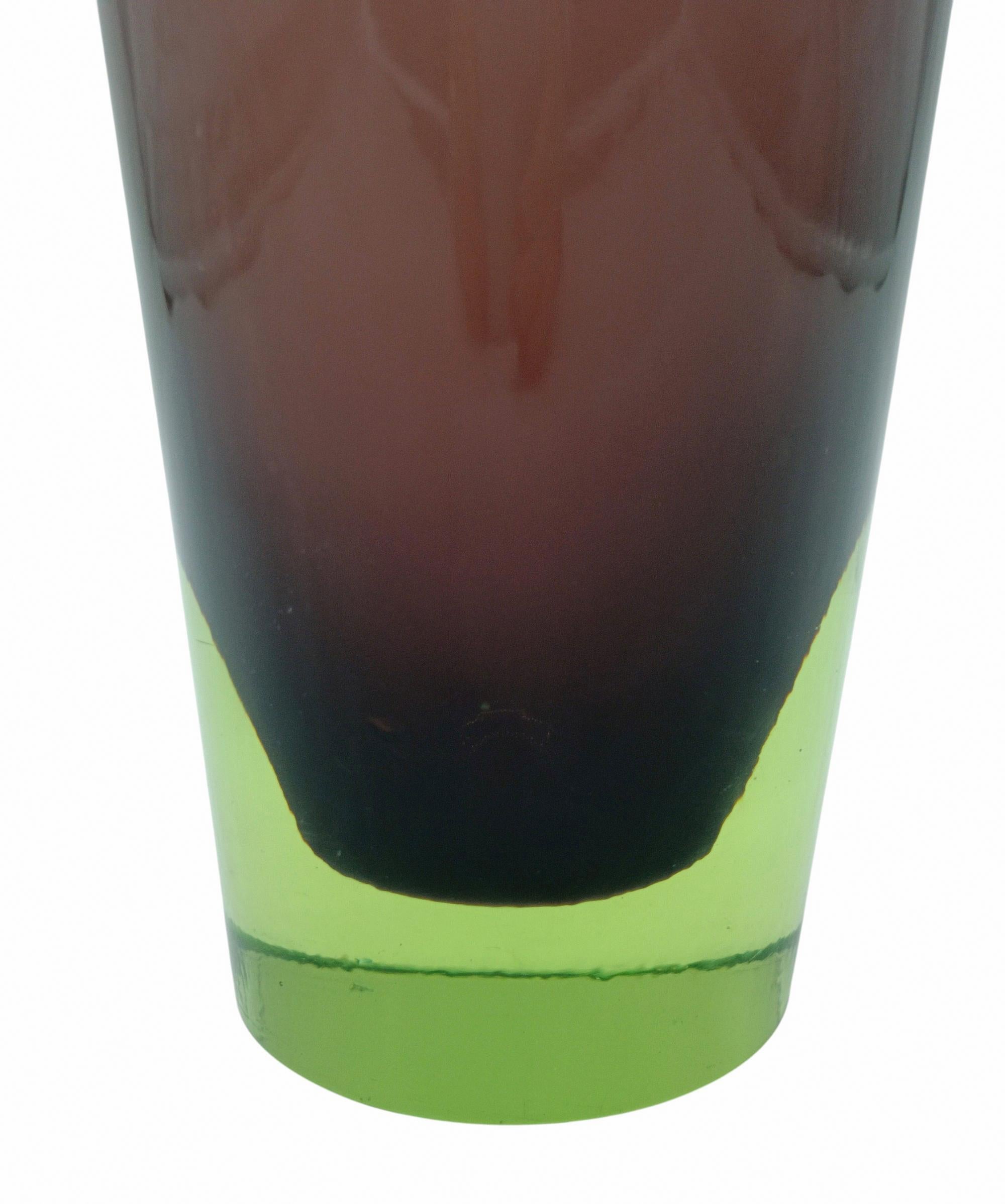 italien Flavio Poli per Seguso Vaso in Vetro di Murano Sommerso, Italia 1960s en vente