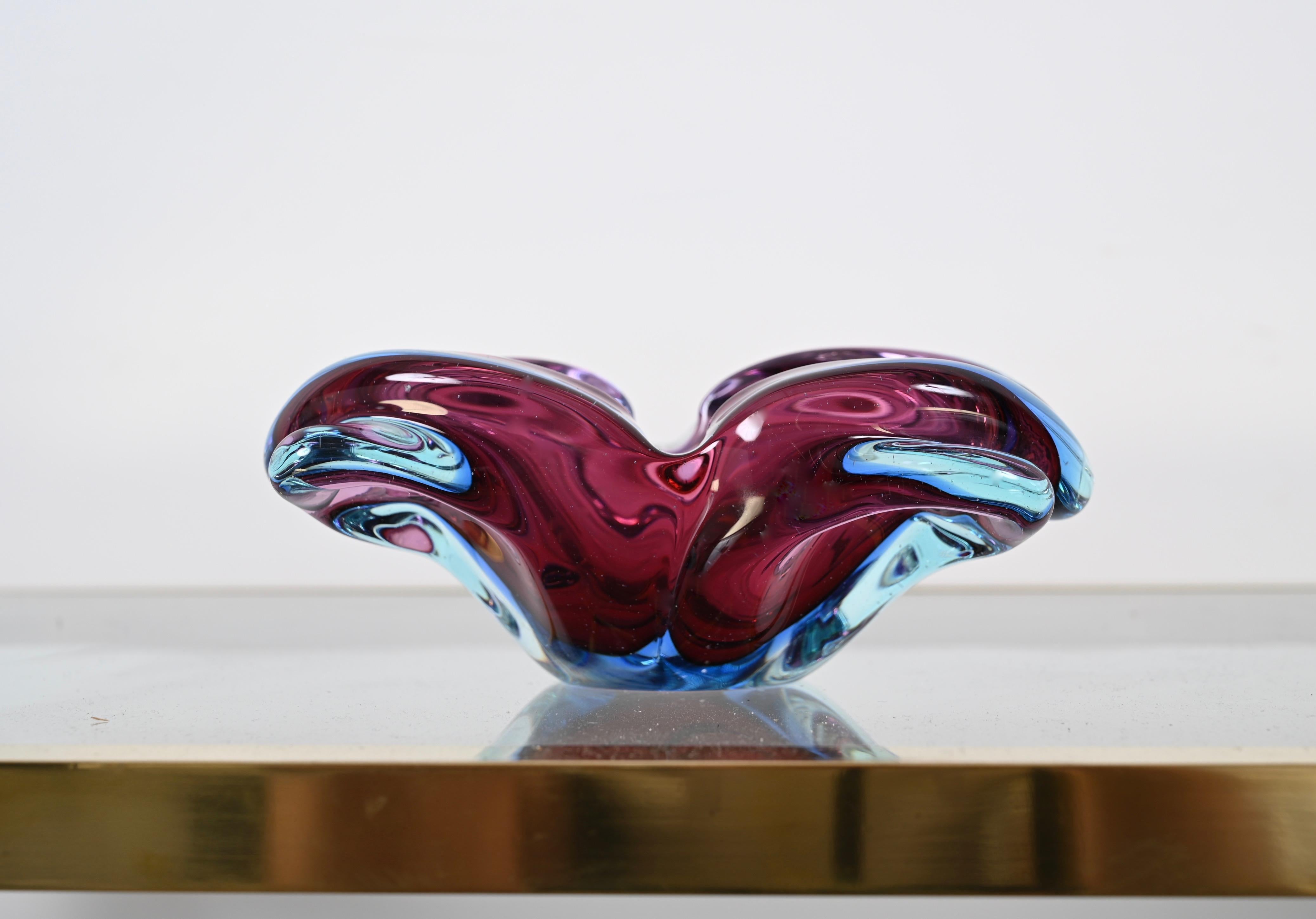 Flavio Poli Purple, Blue and Pink Sommerso Murano Glass Italian Bowl, 1960s For Sale 3