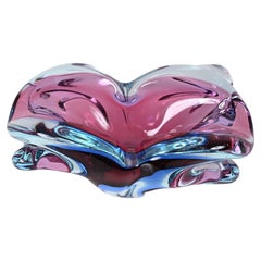 Used Flavio Poli Purple, Blue and Pink Sommerso Murano Glass Italian Bowl, 1960s