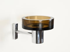 Flavio Poli Sconce for Seguso, Bronze Glass & Chrome, Italy, 1960s