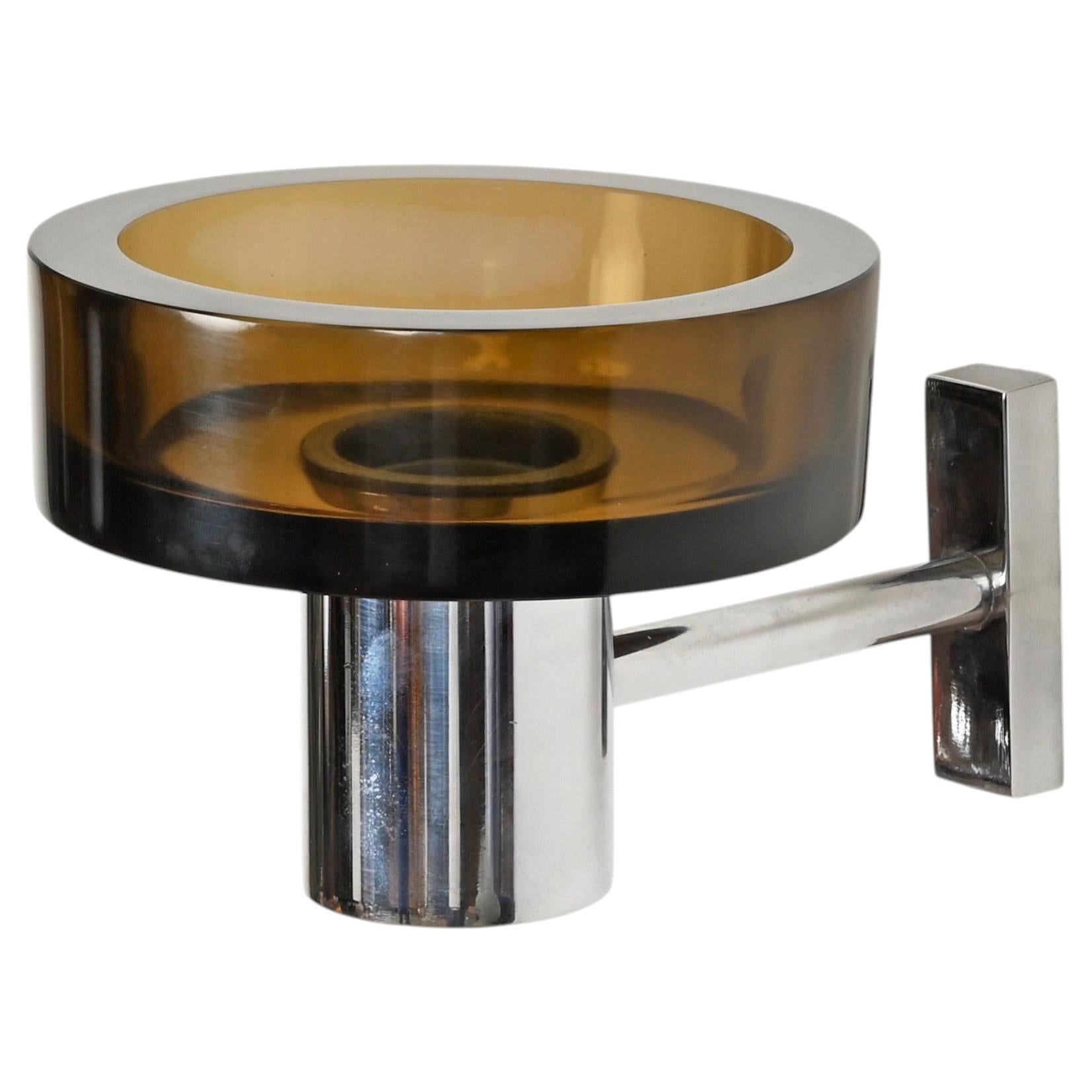 Flavio Poli Sconce for Seguso, Bronze Glass & Chrome, Italy, 1960s