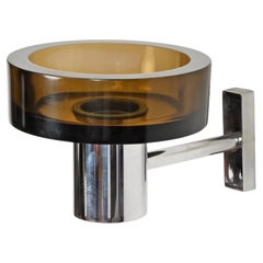 Flavio Poli Sconce for Seguso, Bronze Glass & Chrome, Italy, 1960s