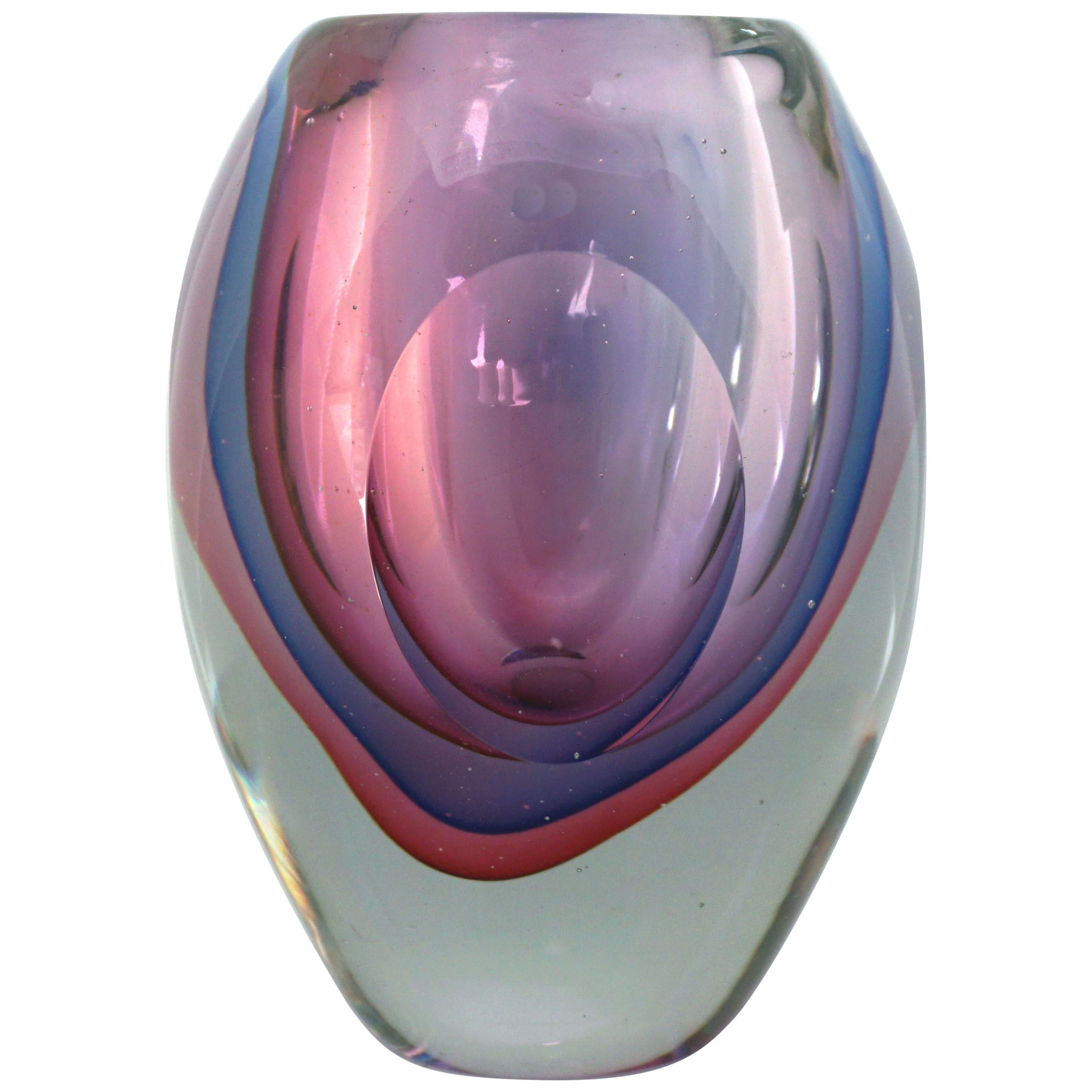 Flavio Poli Segusa Sommerso Murano Vase 