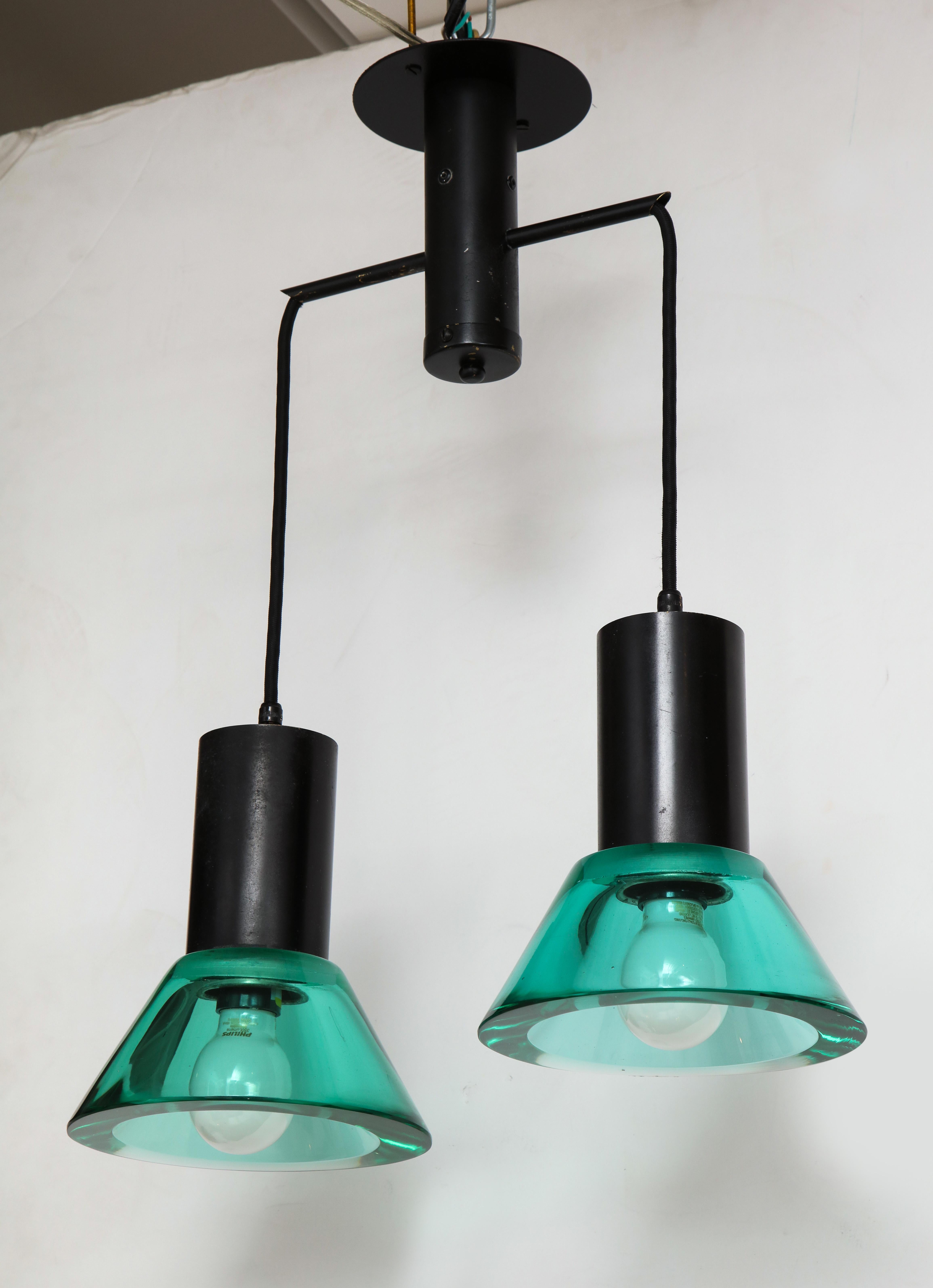 Flavio Poli Seguso Dual Suspension Light, Venice, Italy, 1960s In Good Condition In Brooklyn, NY