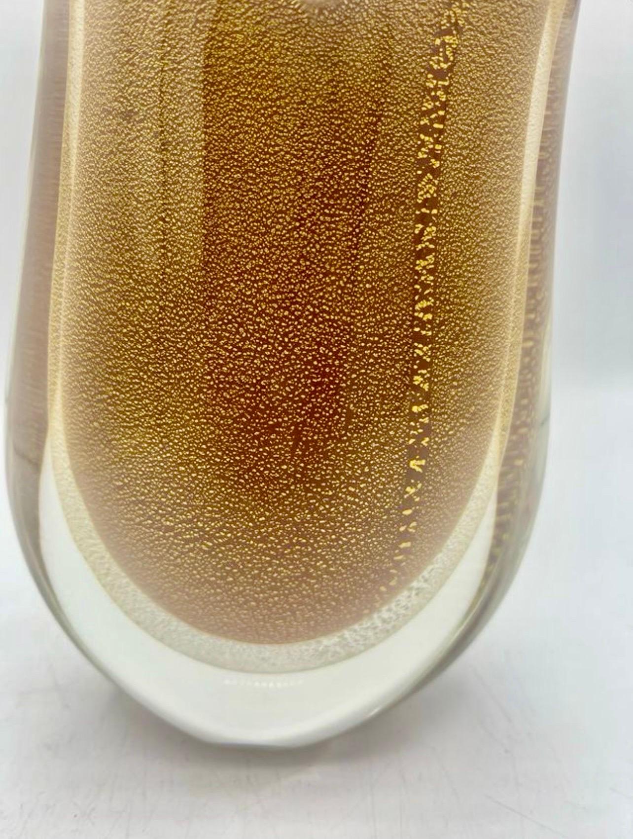 Italian Flavio Poli seguso gold incrustation Sommerso Murano art glass , Italy 1970s For Sale