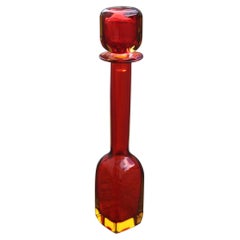Flavio Poli Seguso Monumental Great Bottle Murano Glass Red Color Longilineal