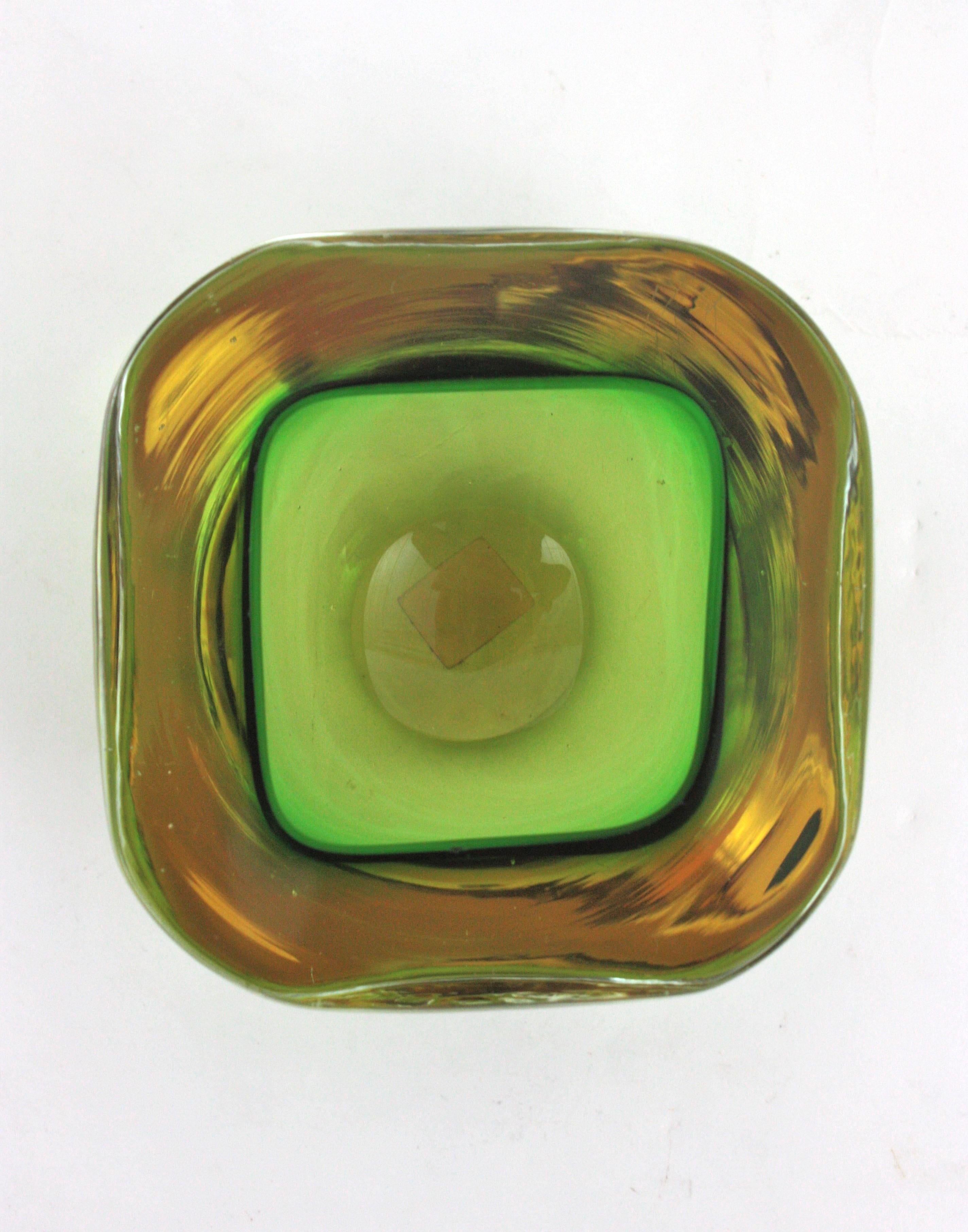 Flavio Poli Seguso Cuenco de cristal artístico Murano Sommerso Verde Amarillo en venta 7