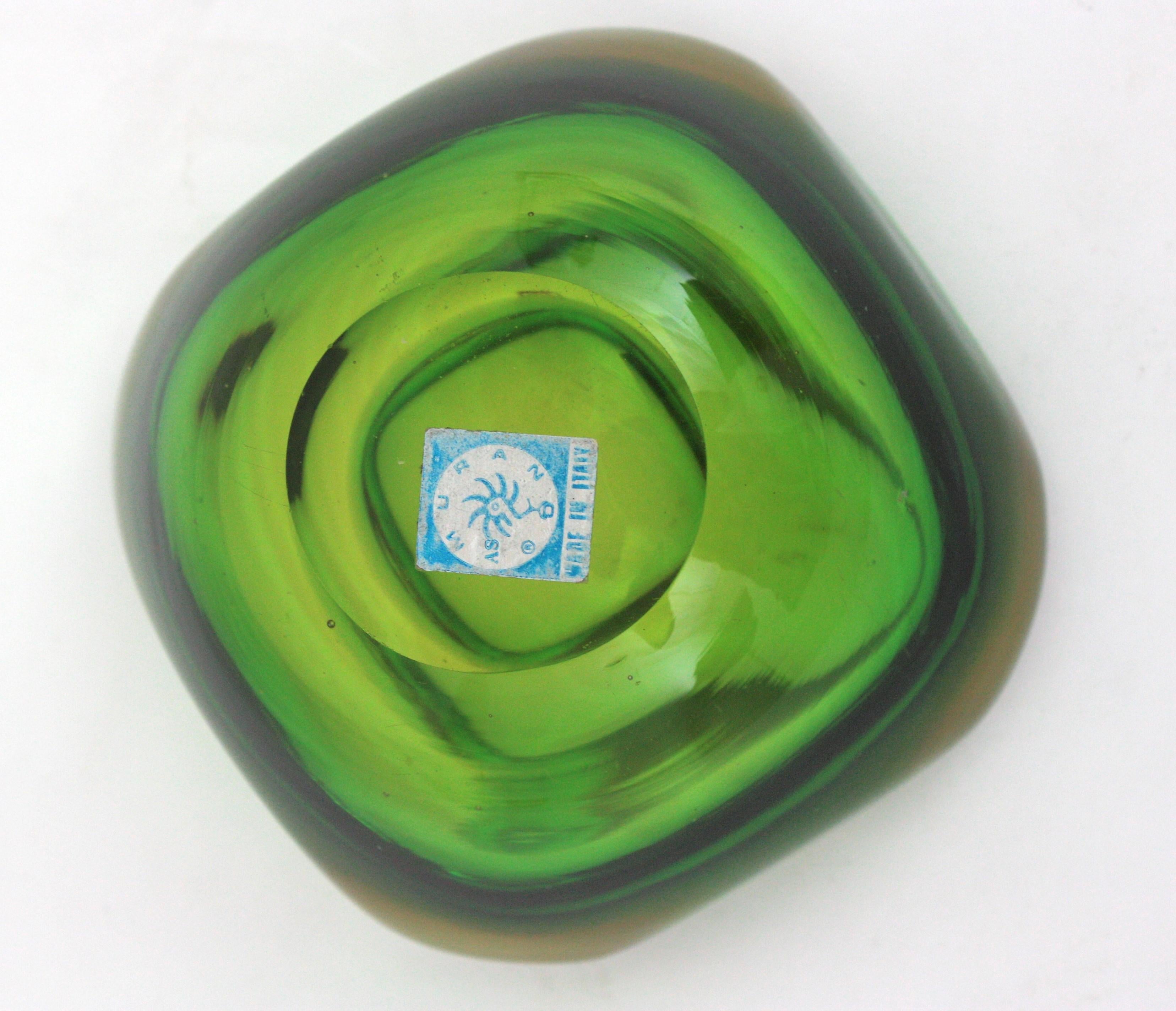 Flavio Poli Seguso Cuenco de cristal artístico Murano Sommerso Verde Amarillo en venta 8