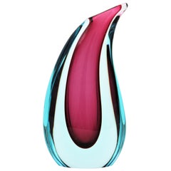 Flavio Poli Seguso Murano Blue and Purple Sommerso Glass Teardrop Vase