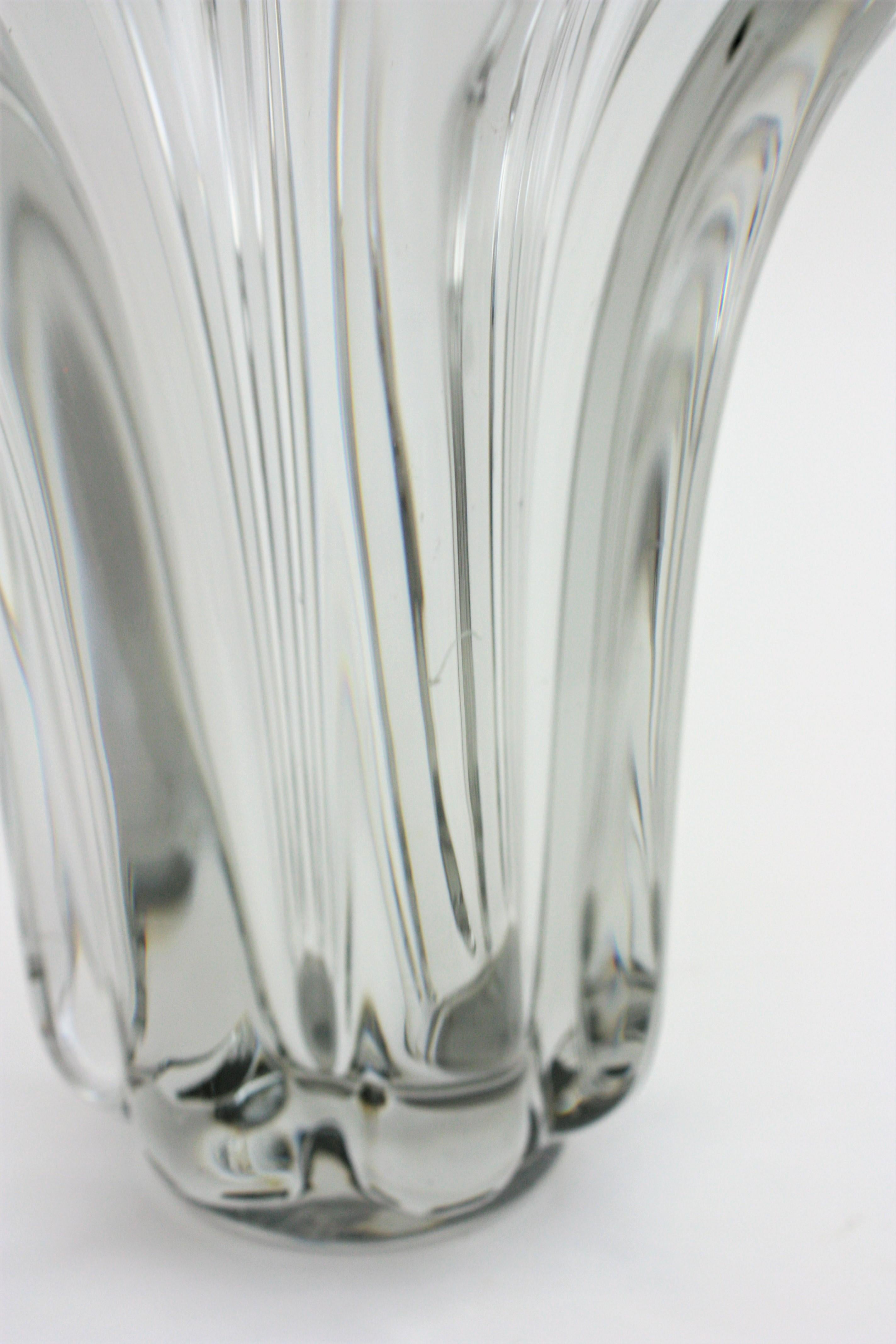 Flavio Poli Seguso Murano Clear Pulled Art Glass Vase For Sale 2