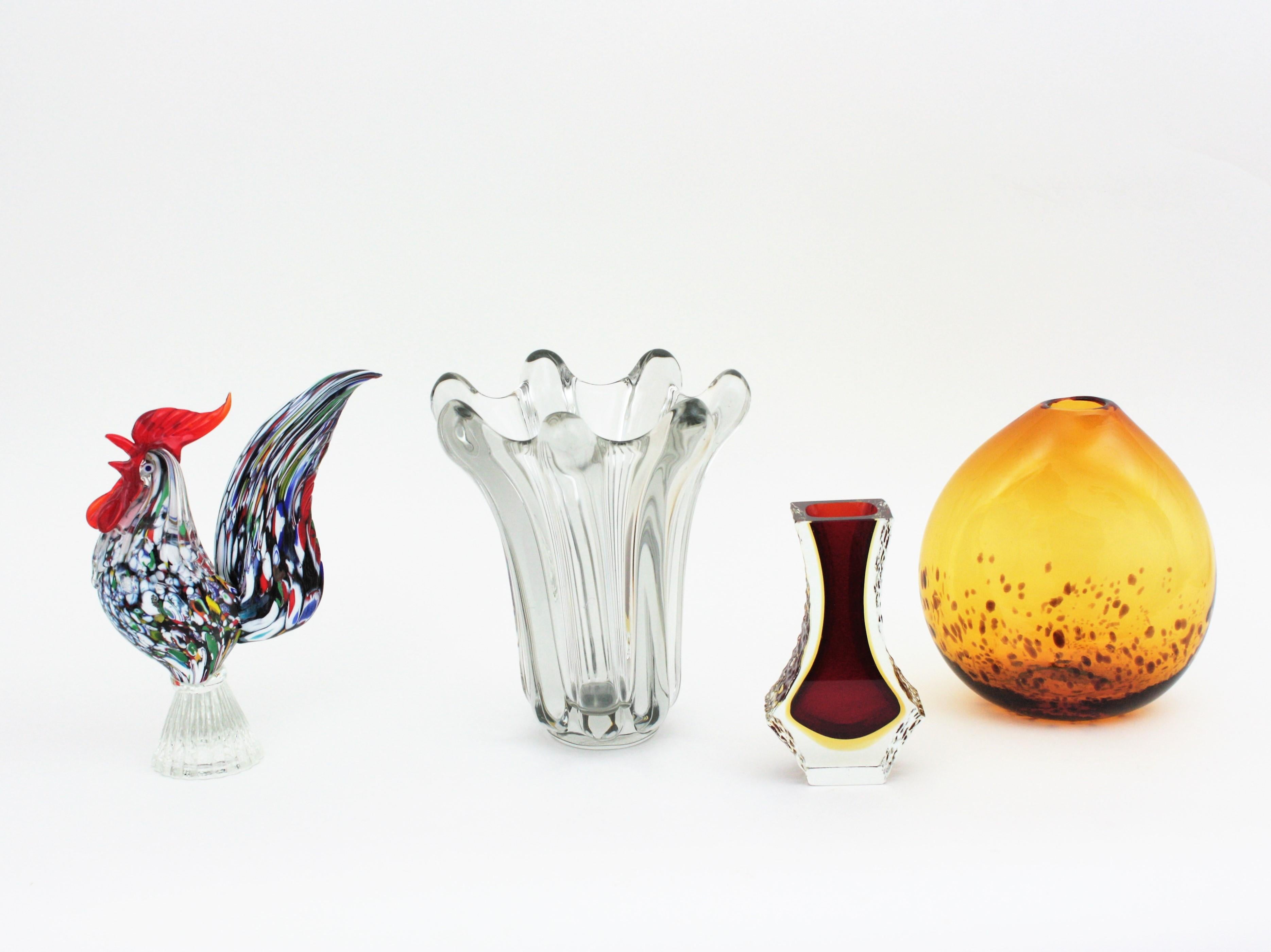 Flavio Poli Seguso Murano Clear Pulled Art Glass Vase For Sale 3