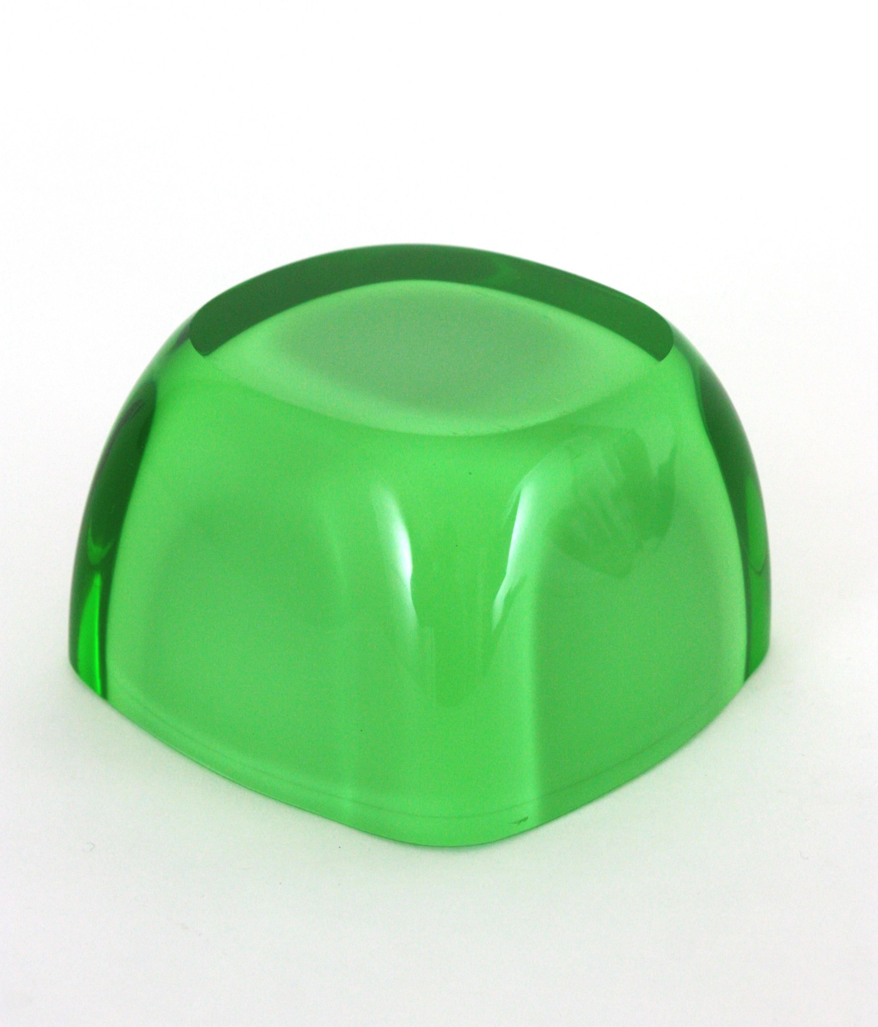 Flavio Poli Seguso Murano Lime Green Purple White Sommerso Geode Art Glass Bowl (bol en verre d'art) en vente 2