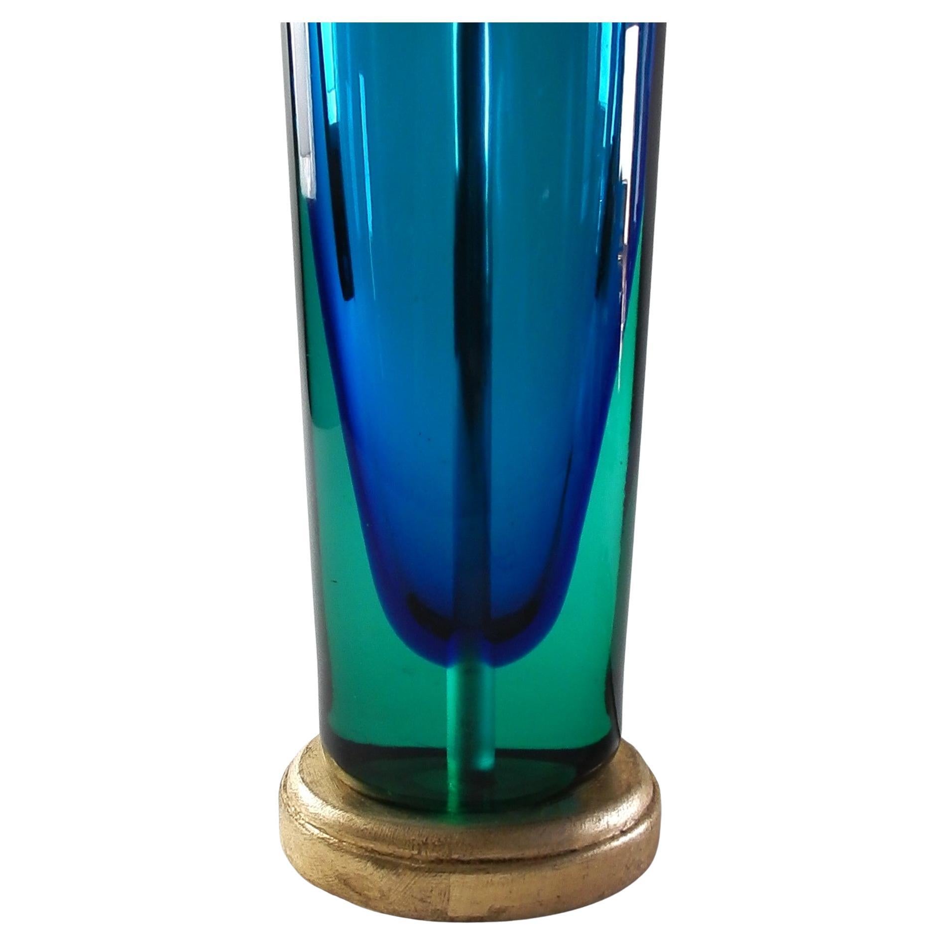 Mid-Century Modern Flavio Poli Seguso Murano Sommerso Art Glass Lamp en vente