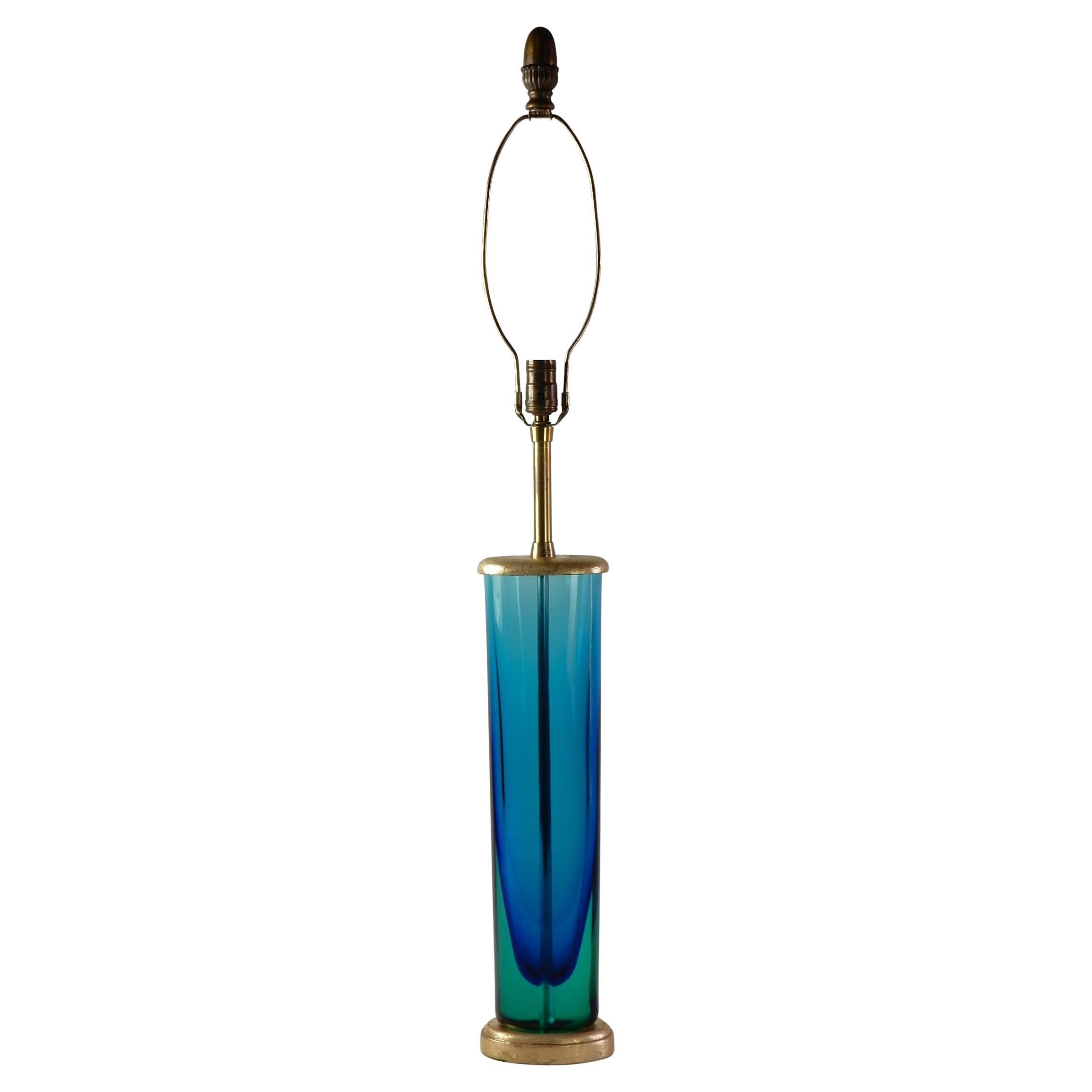 20ième siècle Flavio Poli Seguso Murano Sommerso Art Glass Lamp en vente