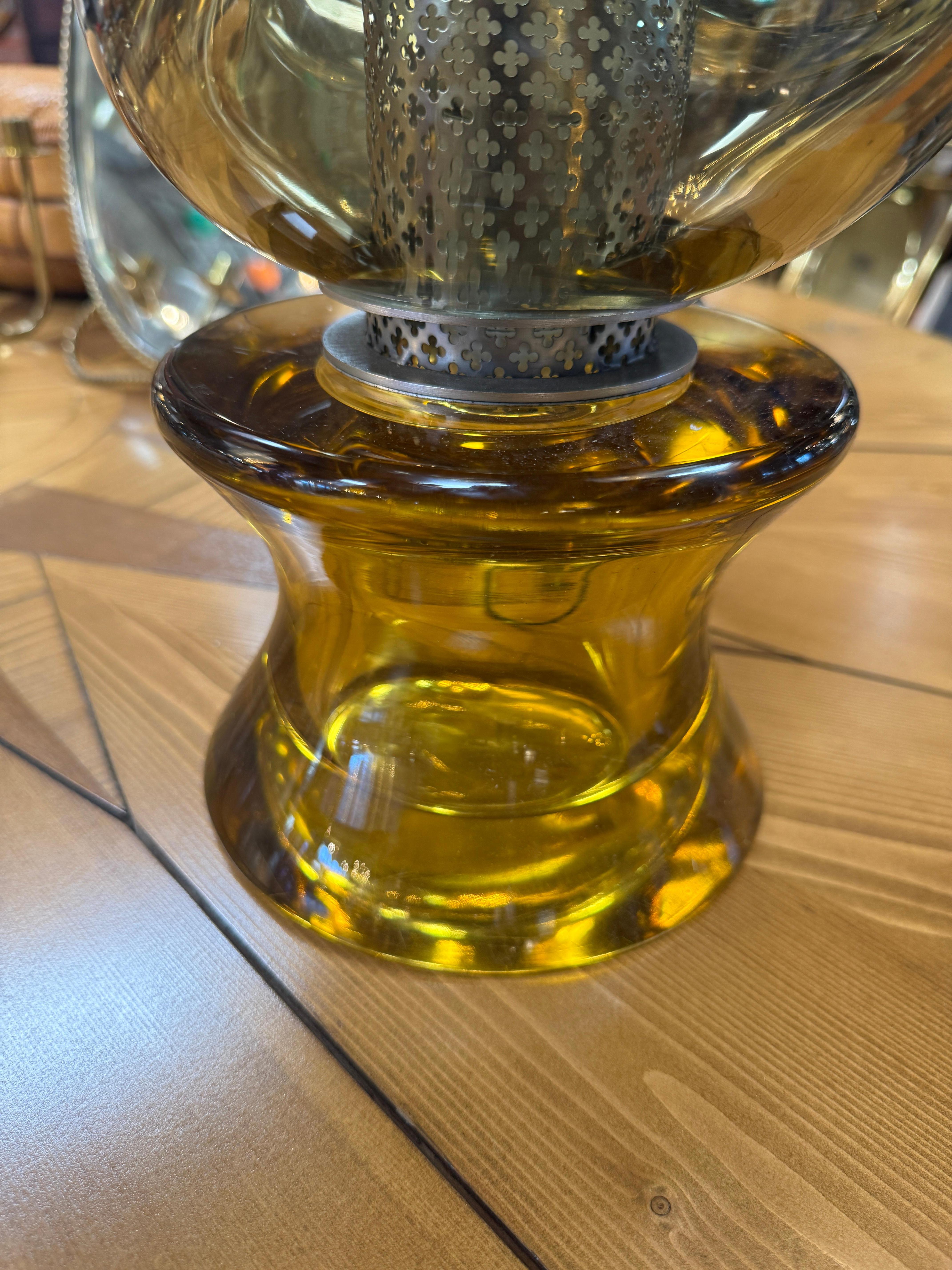 Flavio Poli Seguso, Sculptural Green Murano Glass Table Lamp For Sale 1