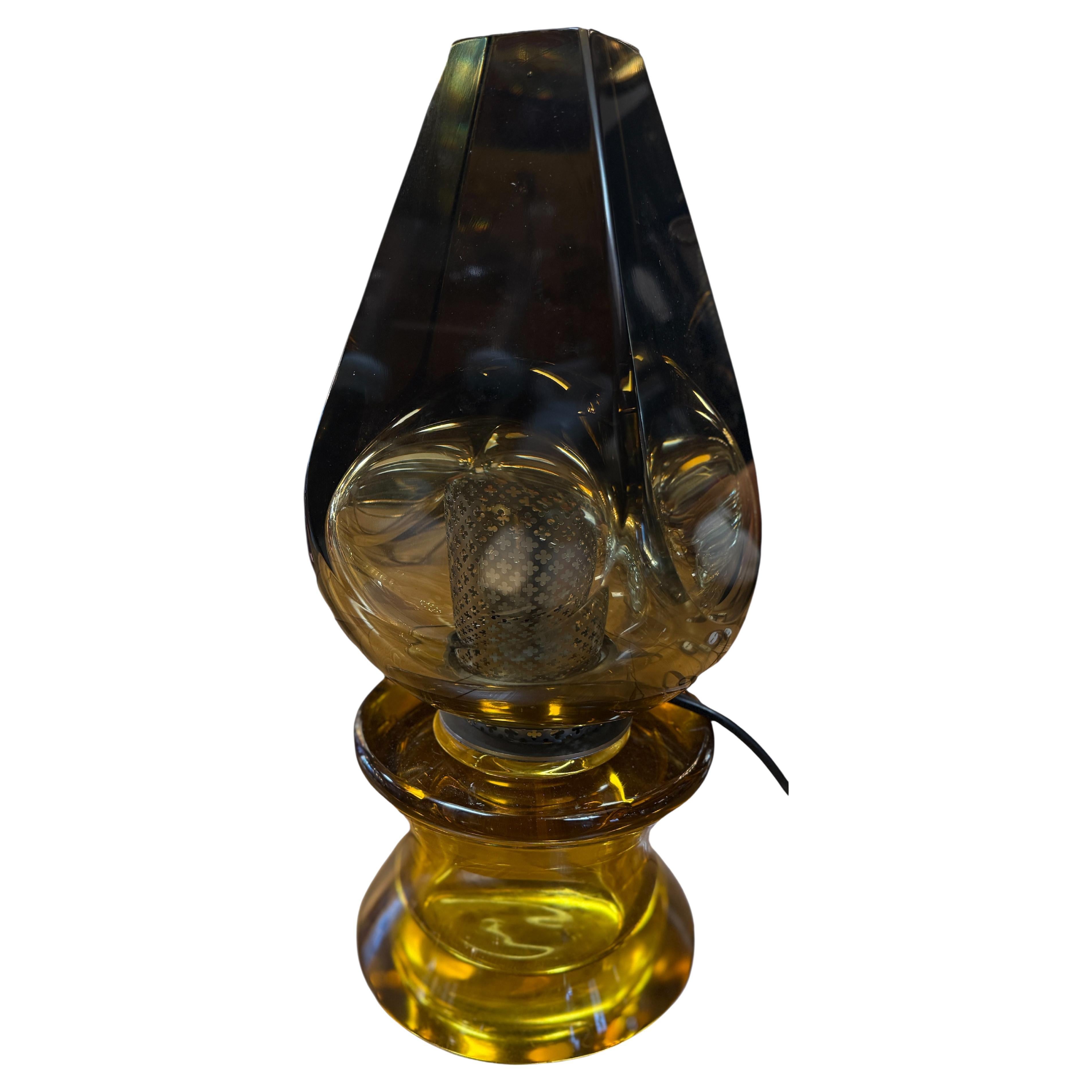 Flavio Poli Seguso, Sculptural Green Murano Glass Table Lamp For Sale