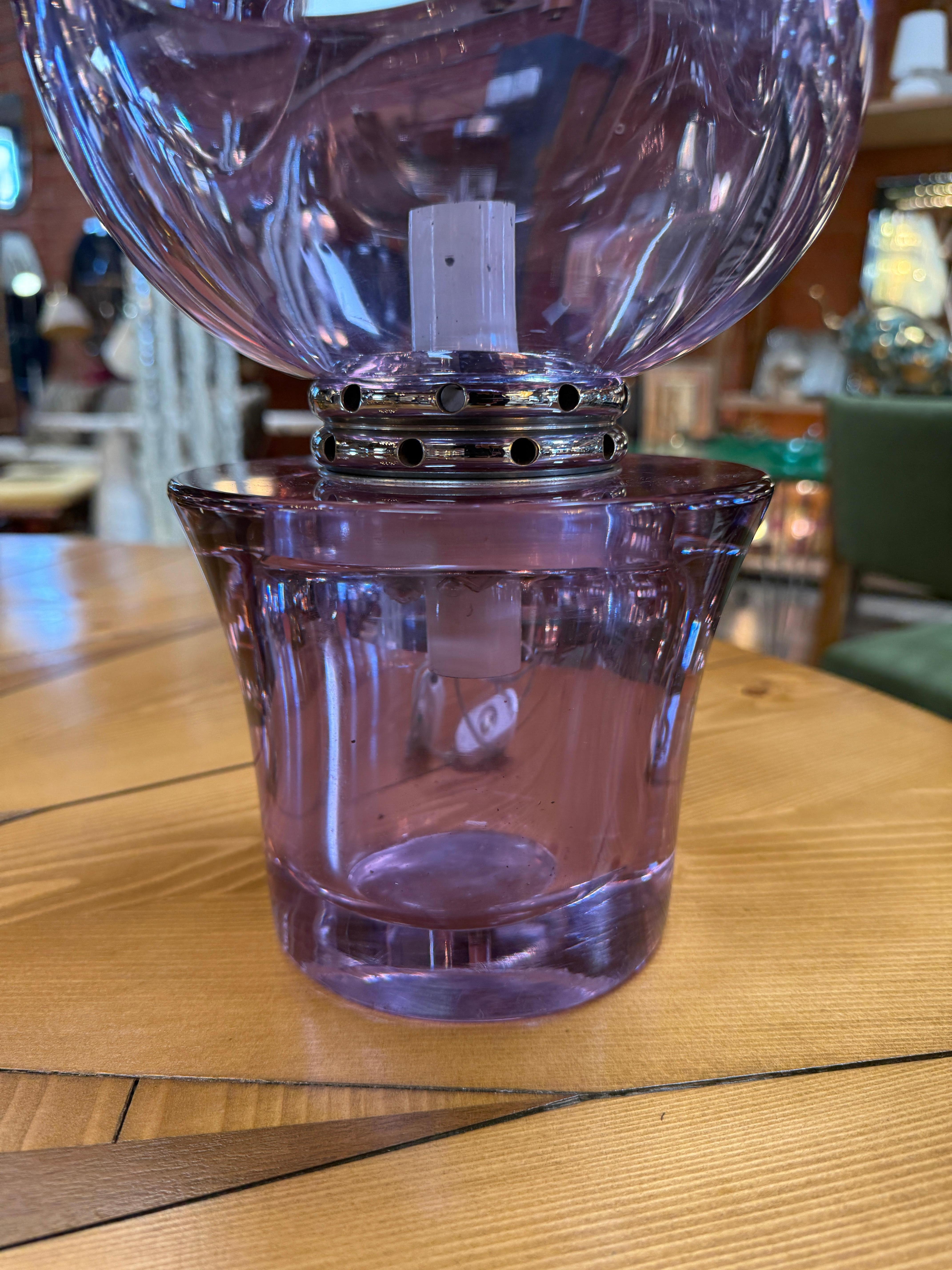 Italian Flavio Poli Seguso, Sculptural Purple Murano Glass Table Lamp For Sale