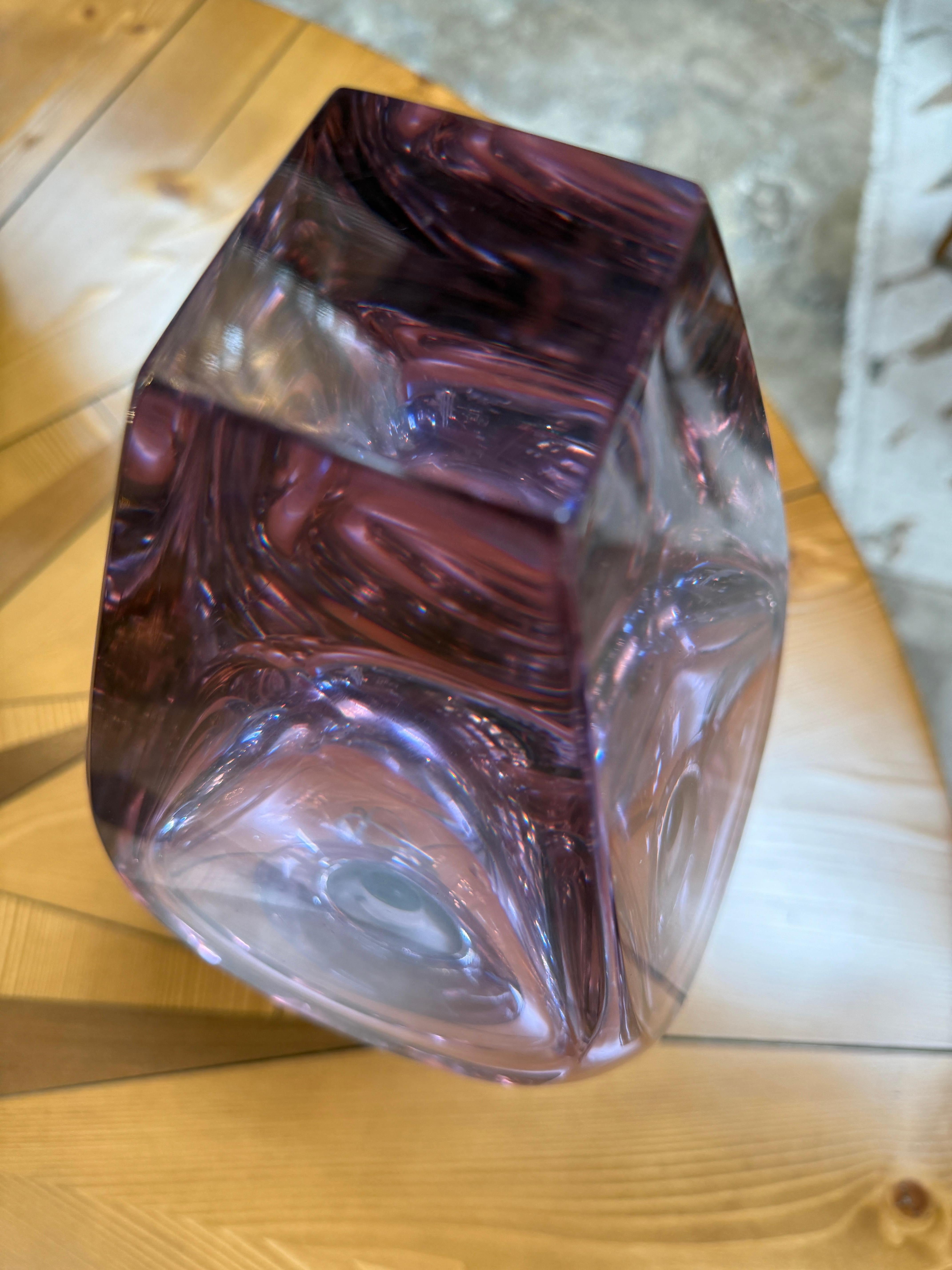 Flavio Poli Seguso, Sculptural Purple Murano Glass Table Lamp In Good Condition For Sale In Los Angeles, CA