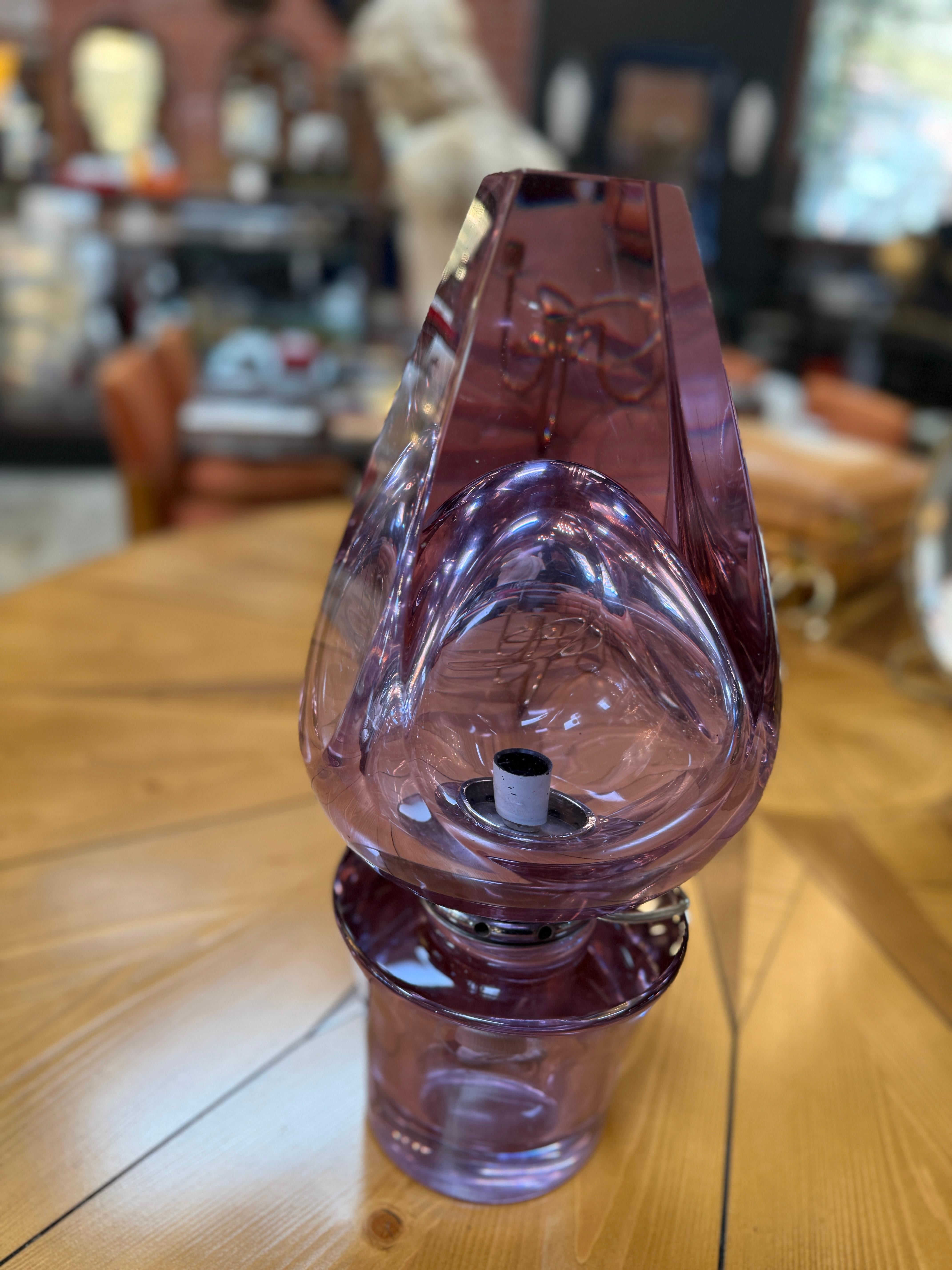 Late 20th Century Flavio Poli Seguso, Sculptural Purple Murano Glass Table Lamp For Sale