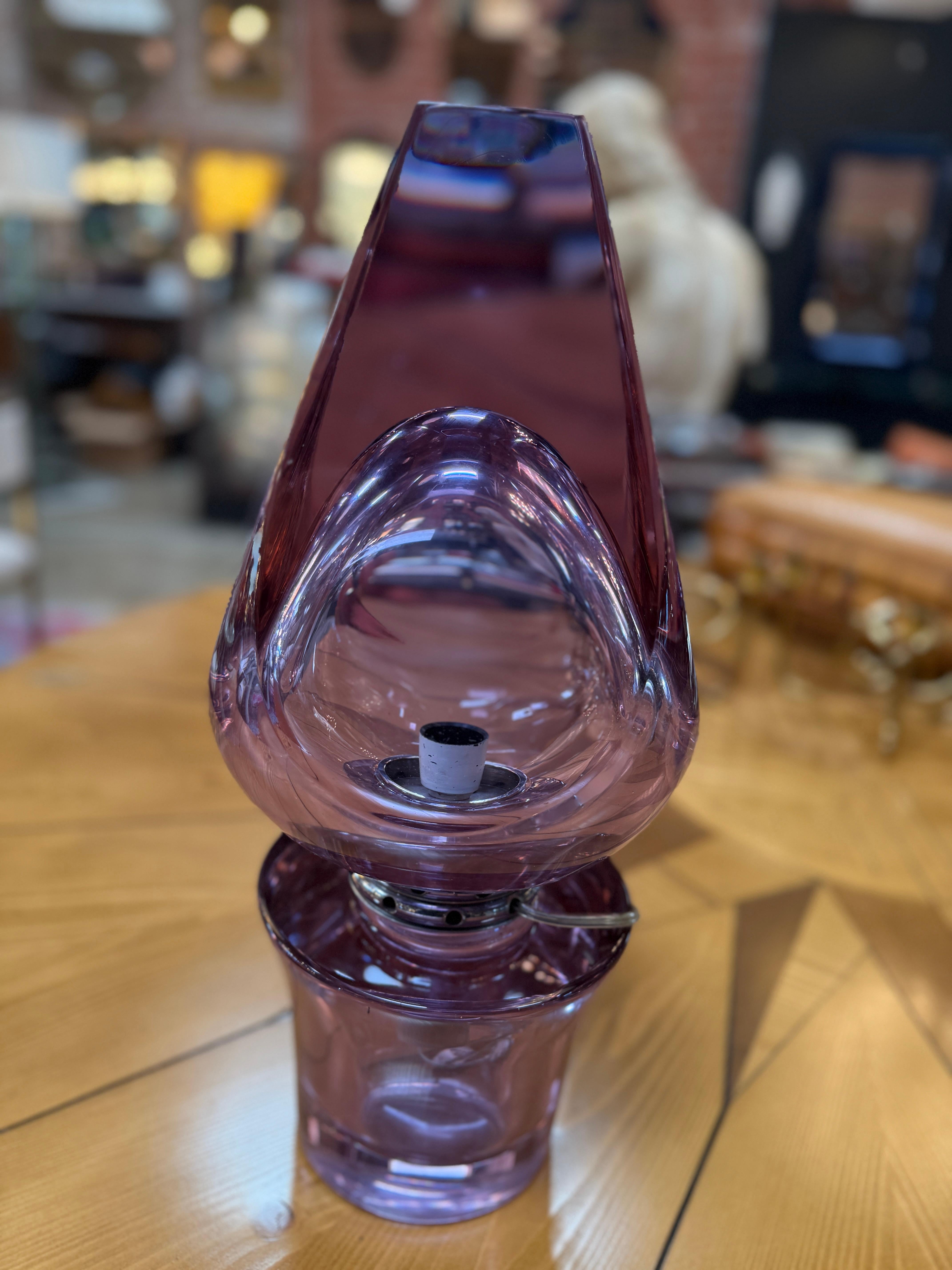 Flavio Poli Seguso, Sculptural Purple Murano Glass Table Lamp For Sale 1