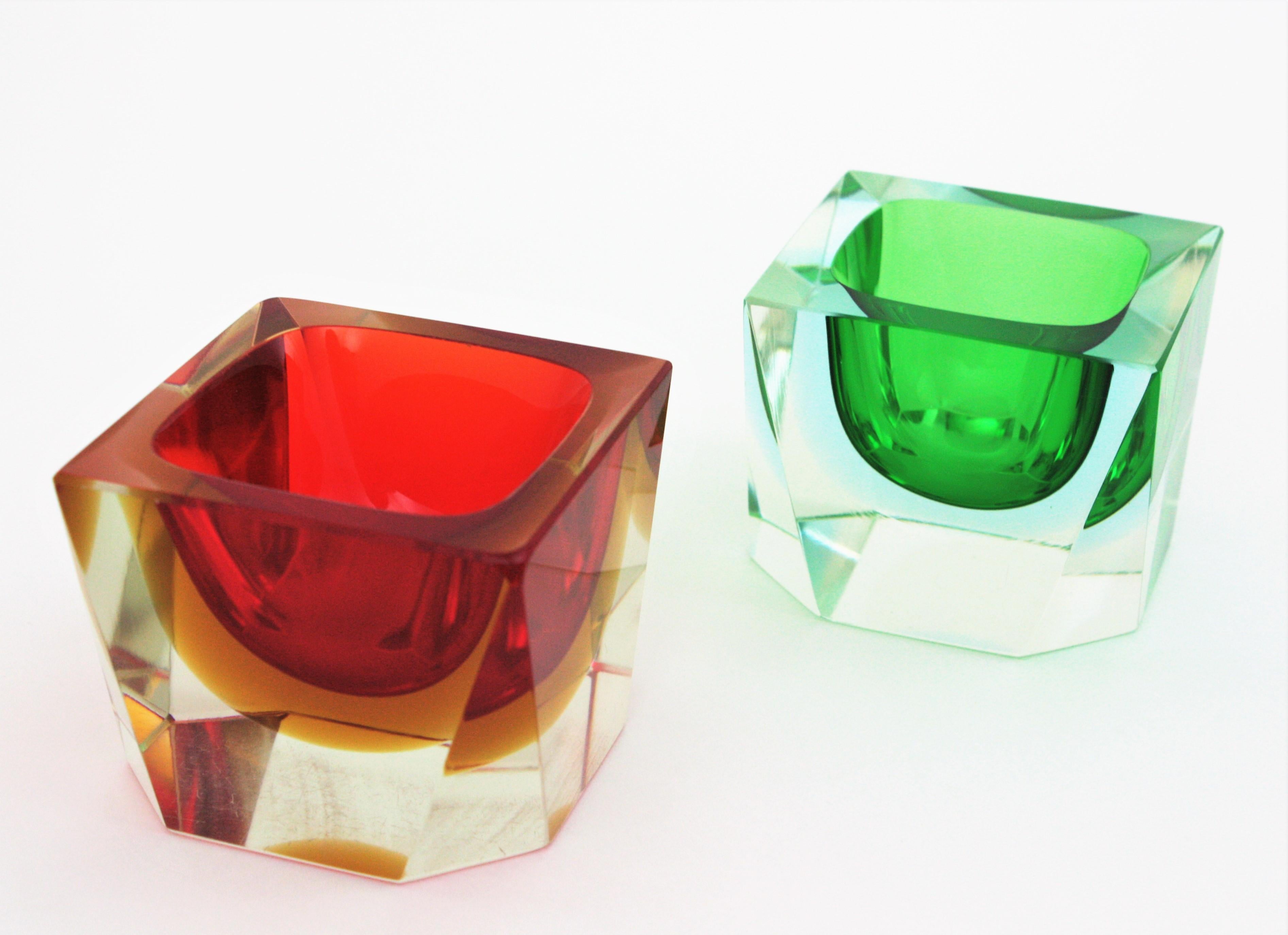 Flavio Poli Seguso Sommerso Murano Art Glass Bowls, Set of Two For Sale 10