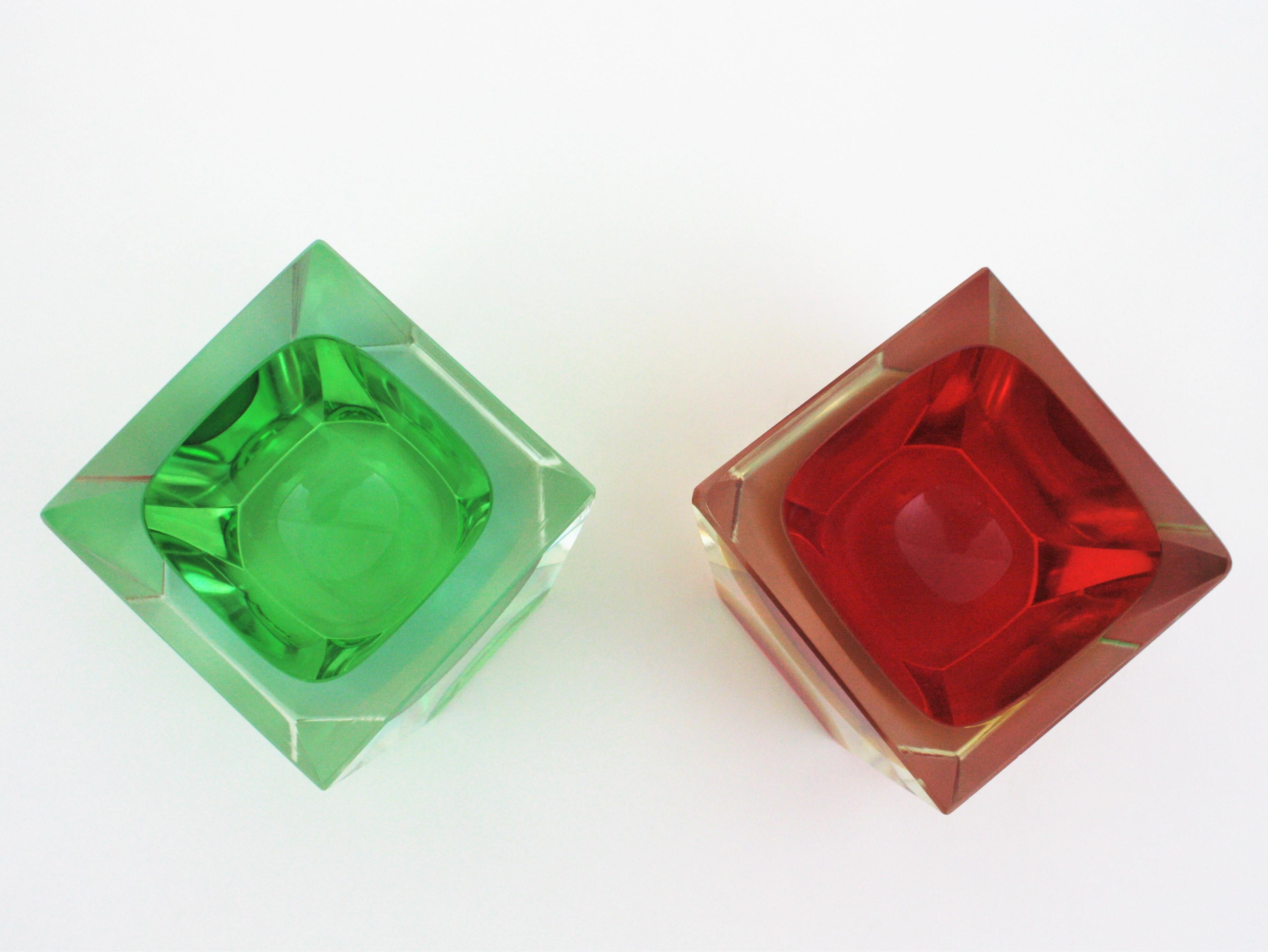 Flavio Poli Seguso Sommerso Murano Art Glass Bowls, Set of Two For Sale 11