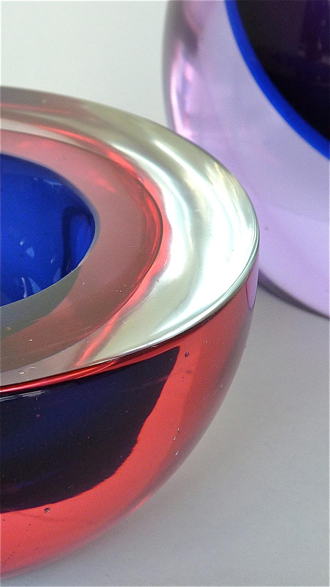 Flavio Poli Seguso Vase and Bowl Purple Pink Blue Murano Art Glass Italy, 1950s For Sale 1