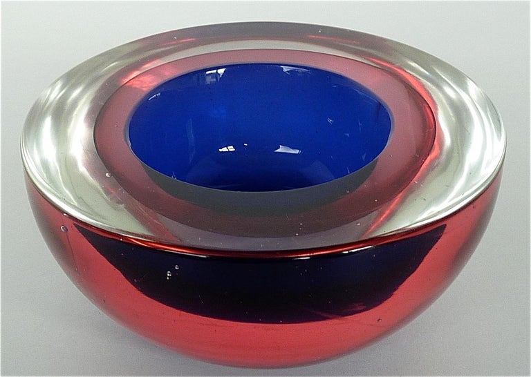 Flavio Poli Seguso Vase and Bowl Purple Pink Blue Murano Art Glass Italy, 1950s For Sale 6