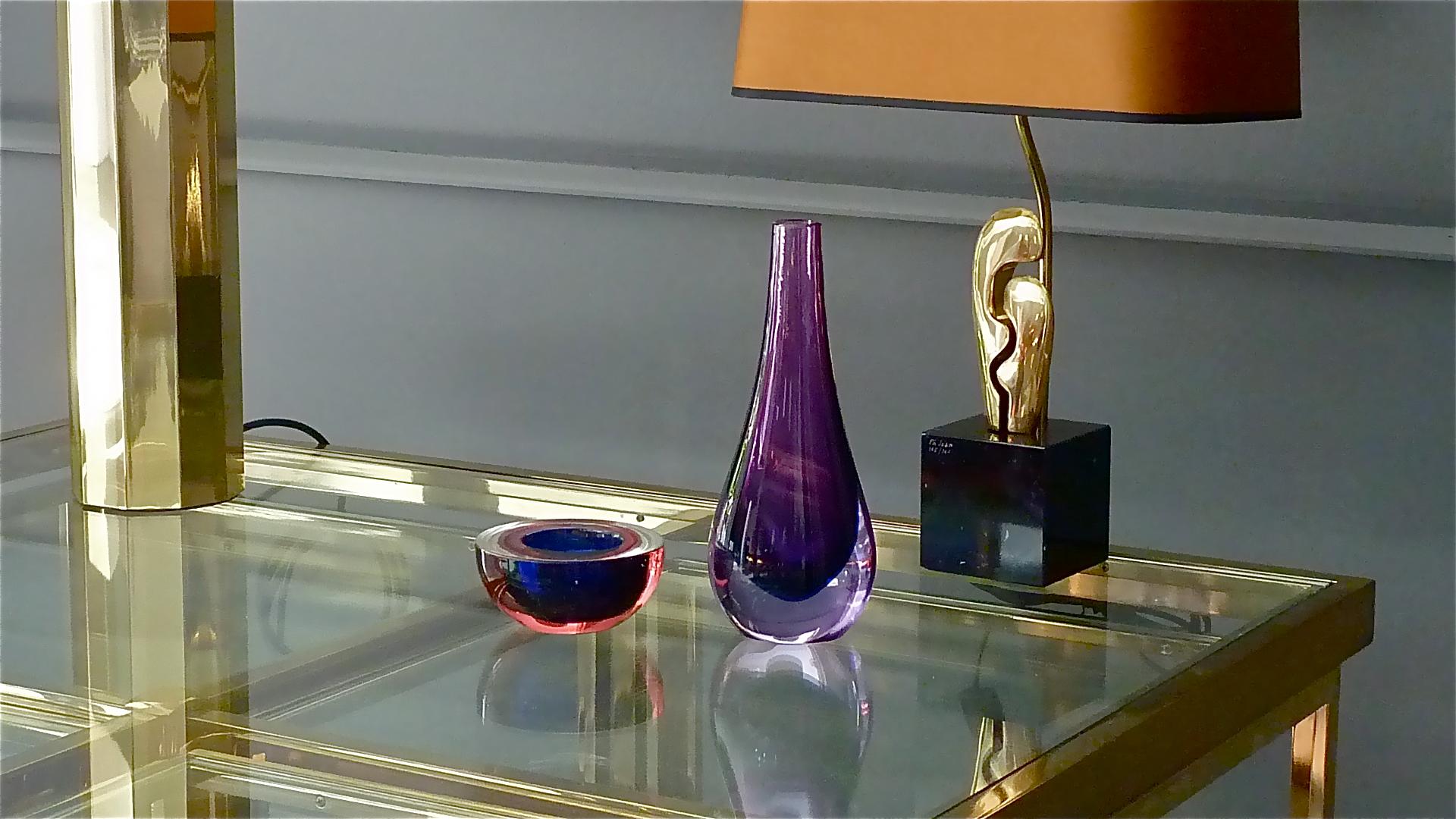 Flavio Poli Seguso Vase und Schale Lila Rosa Blau Murano Kunstglas Italien, 1950er Jahre im Angebot 8