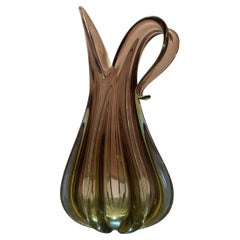 Flavio Poli Seguso vaso in vetro di Murano viola con inserti blu giallo XXsecolo
