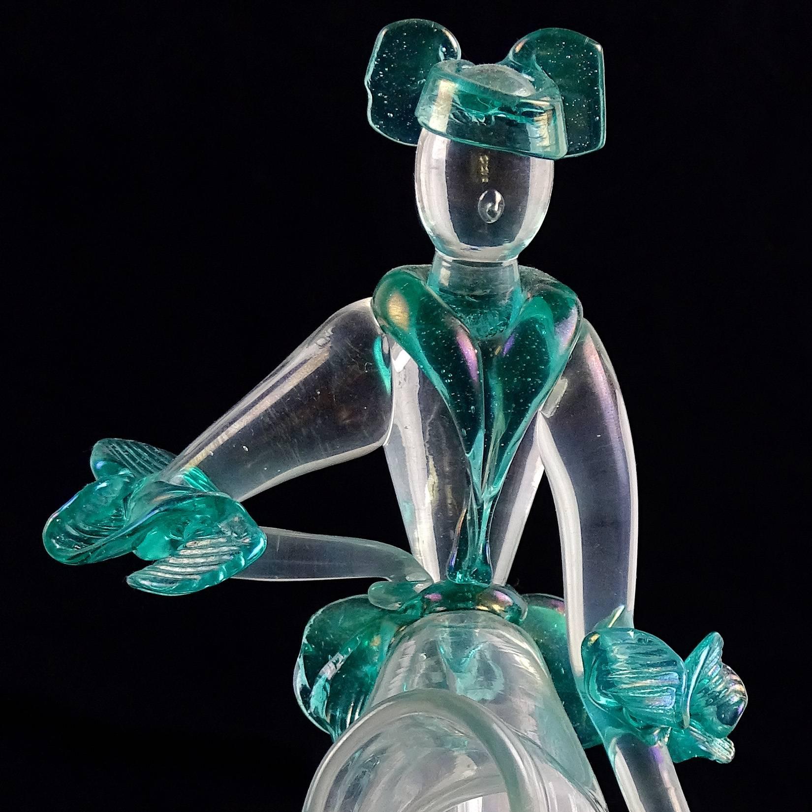 Art Deco Flavio Poli Seguso Vetri d'Arte Murano Iridescent Italian Art Glass Sculpture For Sale
