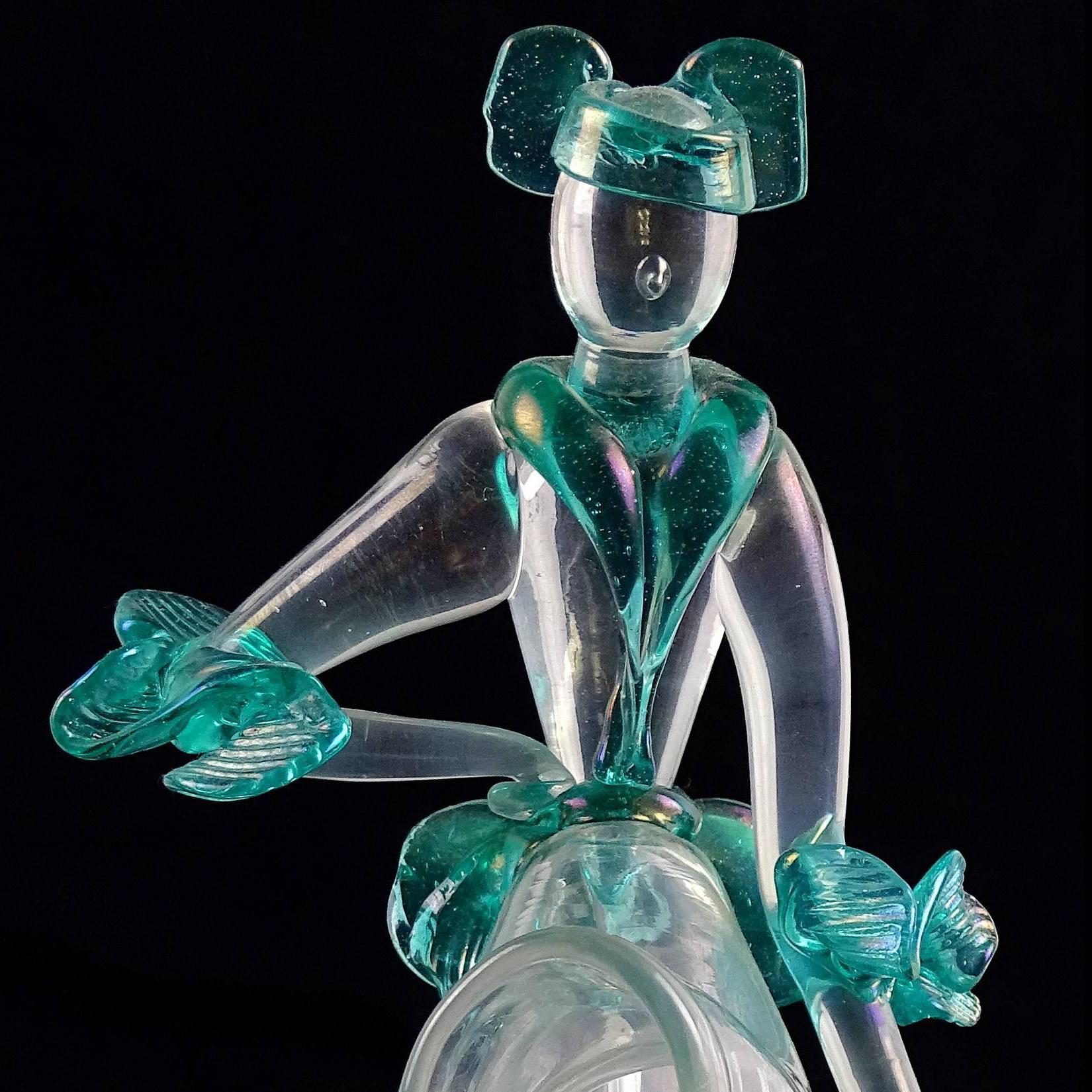 Flavio Poli Seguso Vetri d'Arte: schillernde italienisches Kunstglas-Skulptur, Murano (Art déco) im Angebot