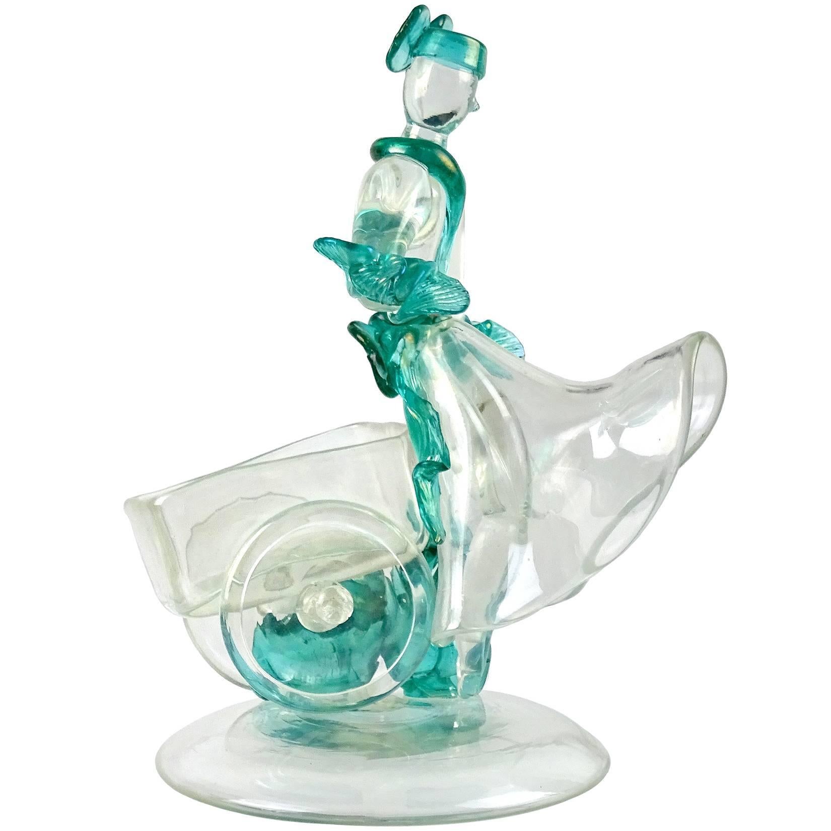 Sculpture iridescente en verre d'art italien de Murano de Flavio Poli Seguso