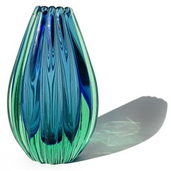 Flavio Poli Seguso Vetri d'Arte Murano Sommerso Blue Italian Art Glass Vase