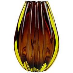 Flavio Poli Seguso Vetri D'Arte Murano Sommerso Italian Art Glass Flower Vase