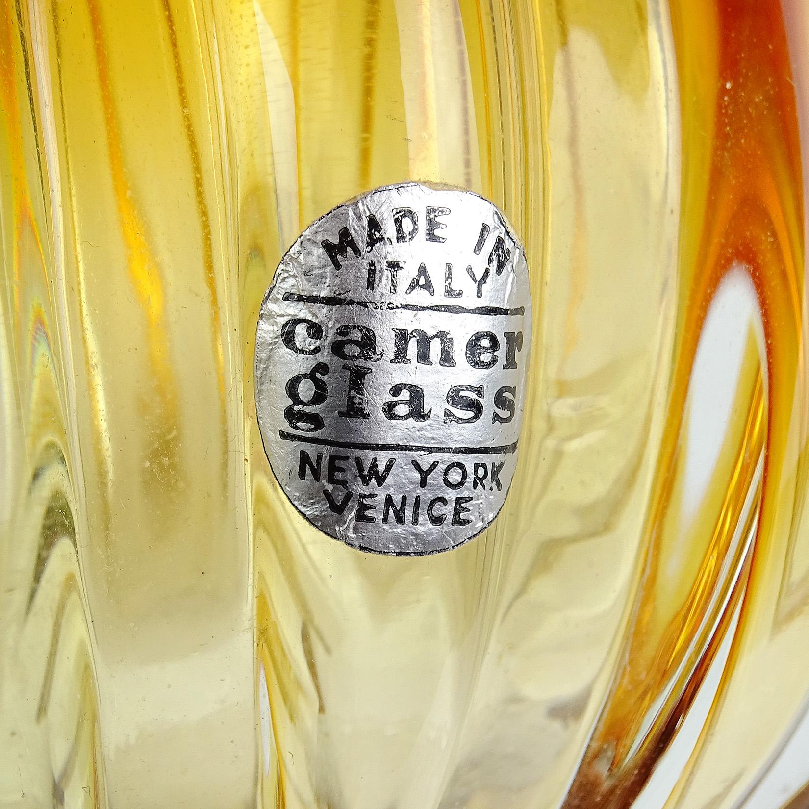 Hand-Crafted Flavio Poli Seguso Vetri d'Arte Murano Sommerso Orange Italian Art Glass Vase