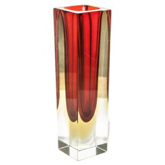 Flavio Poli Set Hand-Crafted Red Murano Small Glass Vase, Italy, 1970