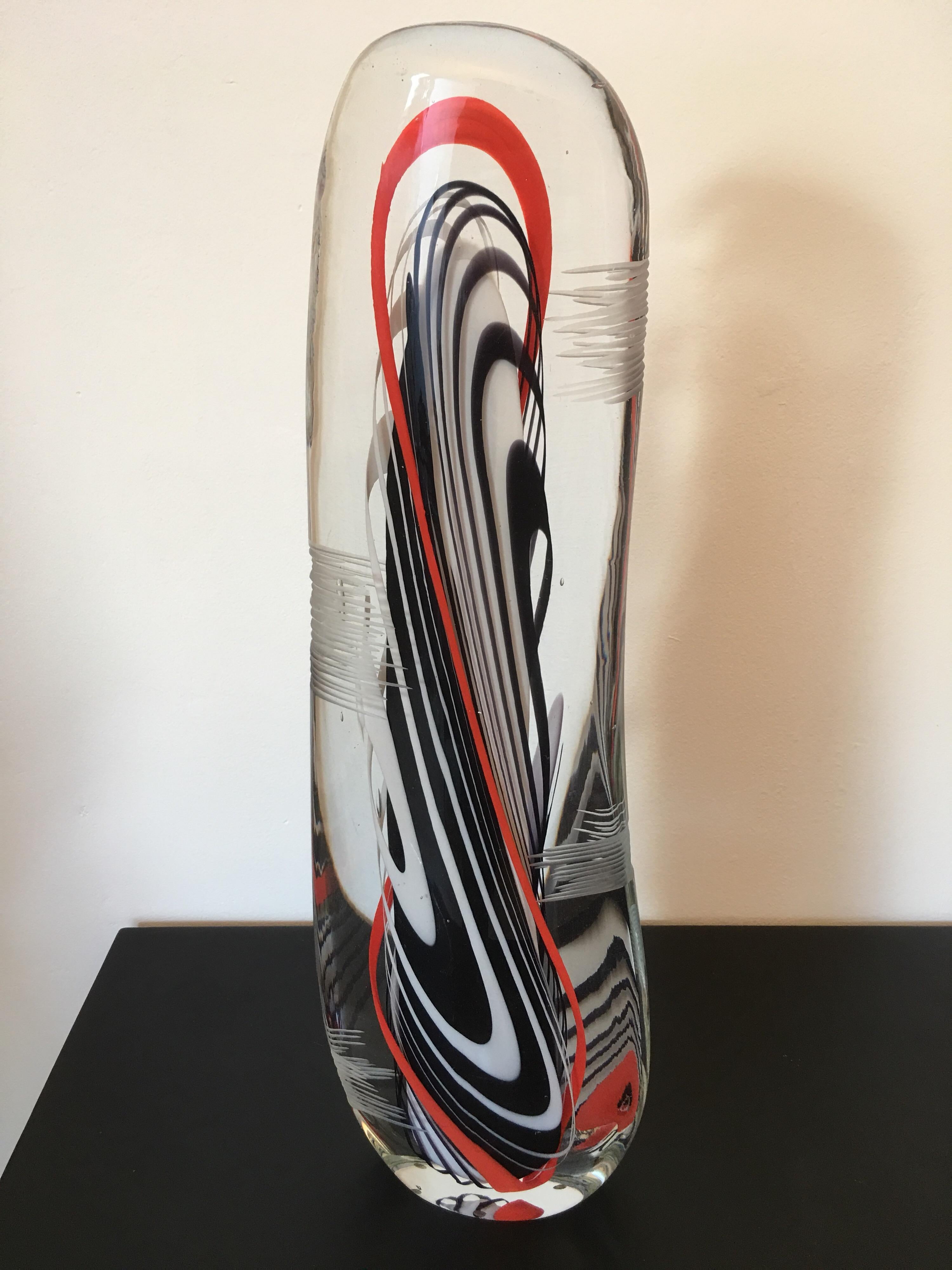 Flavio Poli Signed Large Art Glass Sculpture, Abstract Form, Italy 1979 For Sale 6