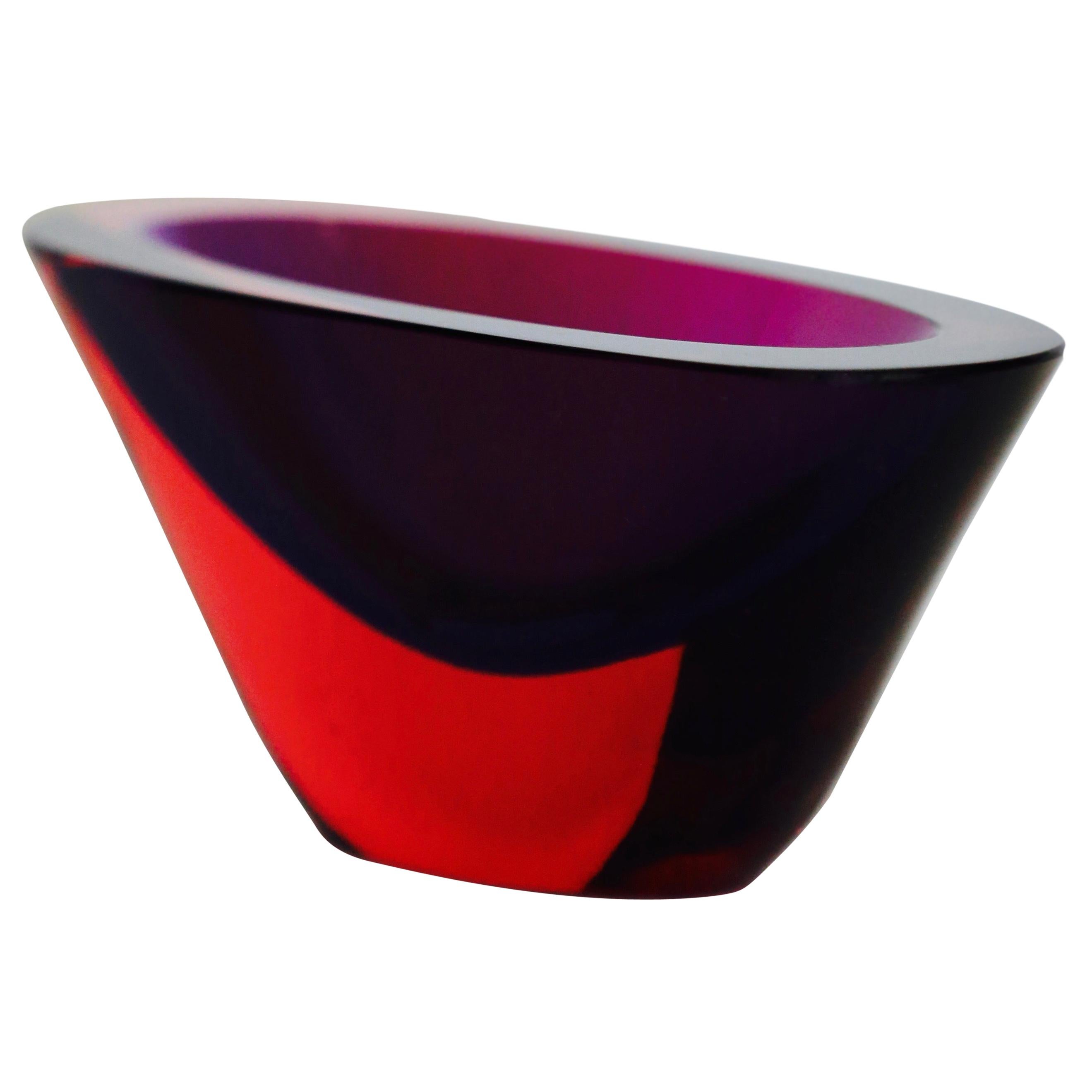 Flavio Poli Small Red Blue Purple Sommerso Vase For Sale